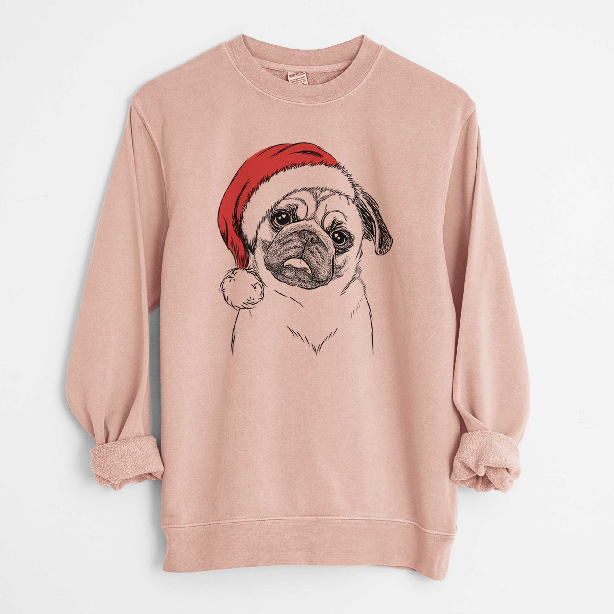 Santa Macy the Pug - Unisex Pigment Dyed Crew Sweatshirt