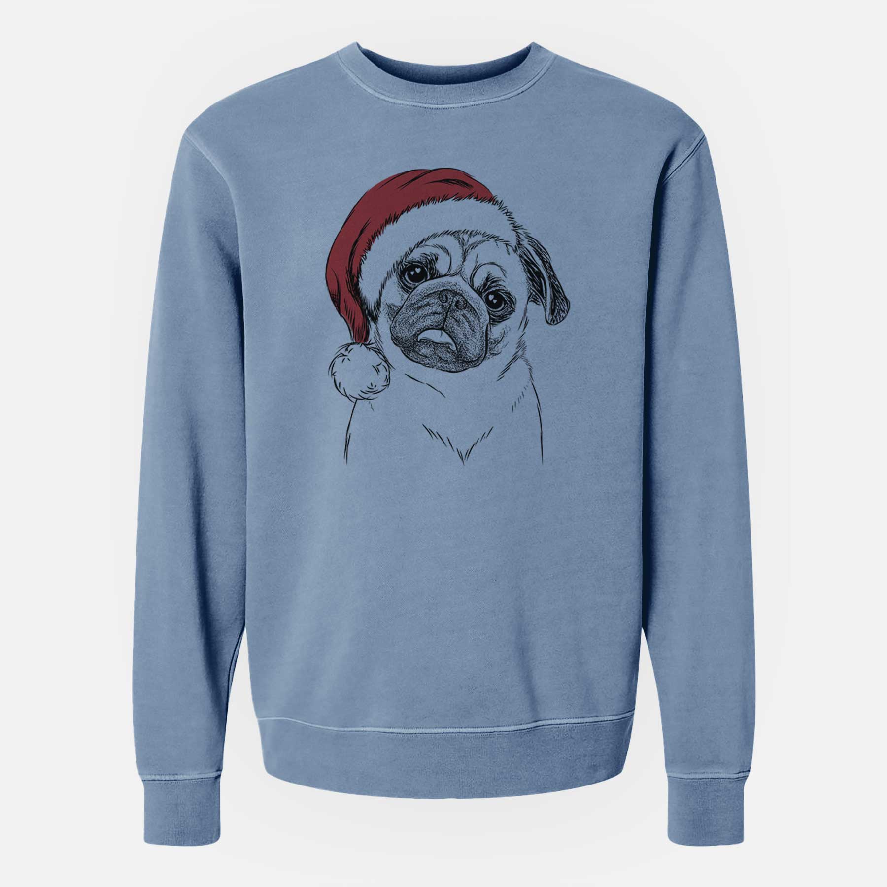 Santa Macy the Pug - Unisex Pigment Dyed Crew Sweatshirt