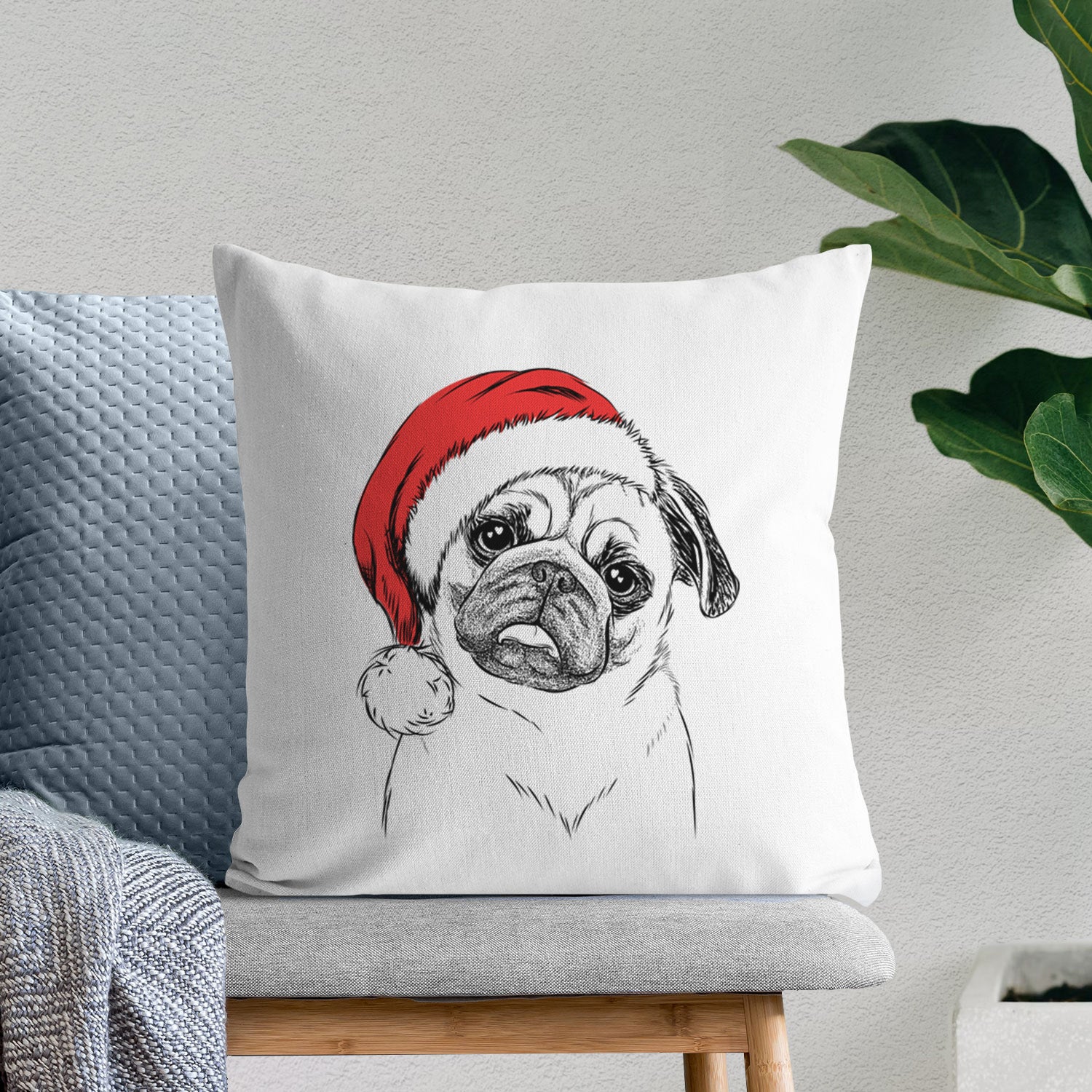 Macy the Pug - Throw Pillow Cover