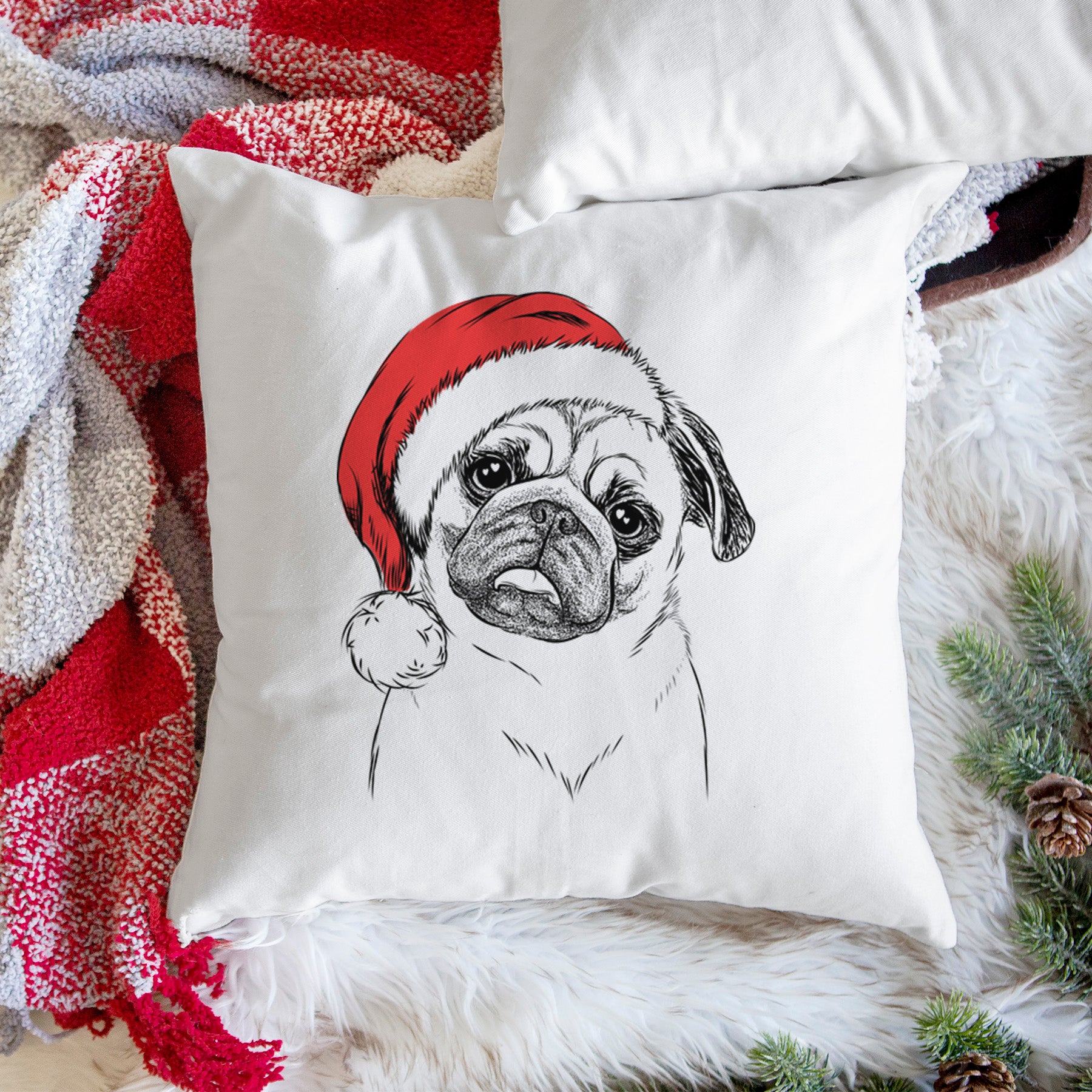 Macy the Pug - Throw Pillow Cover