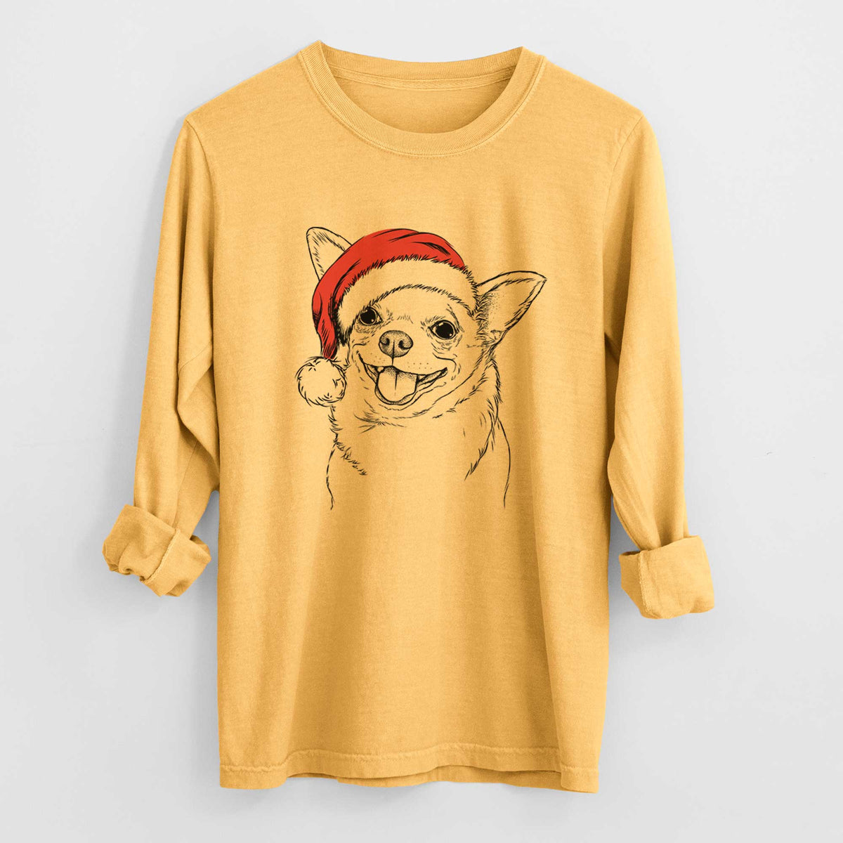 Santa Maddison Pearl the Chihuahua - Men's Heavyweight 100% Cotton Long Sleeve