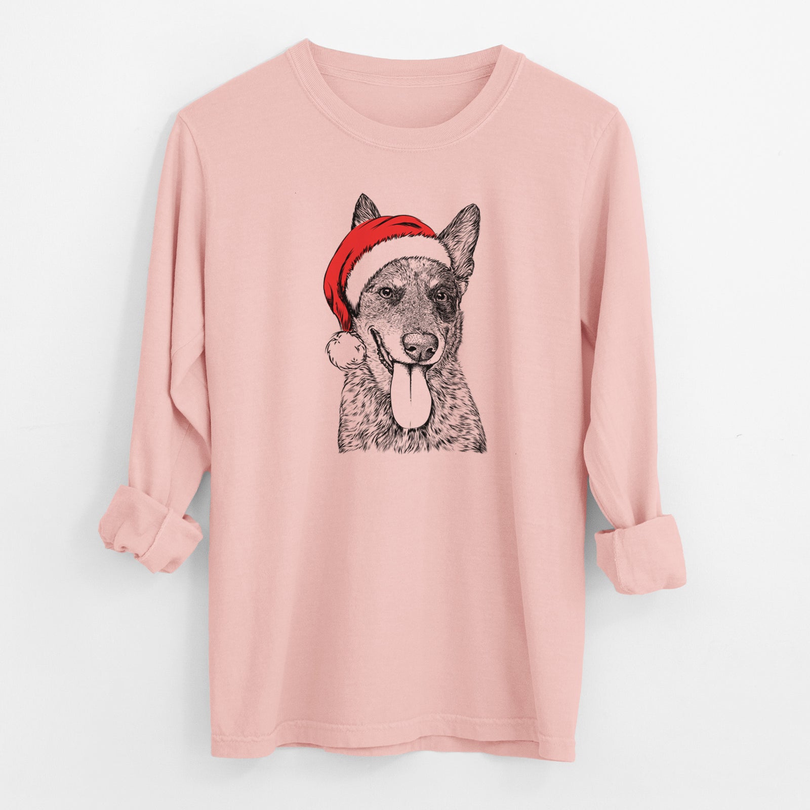 Santa Madison the Blue Heeler - Men's Heavyweight 100% Cotton Long Sleeve