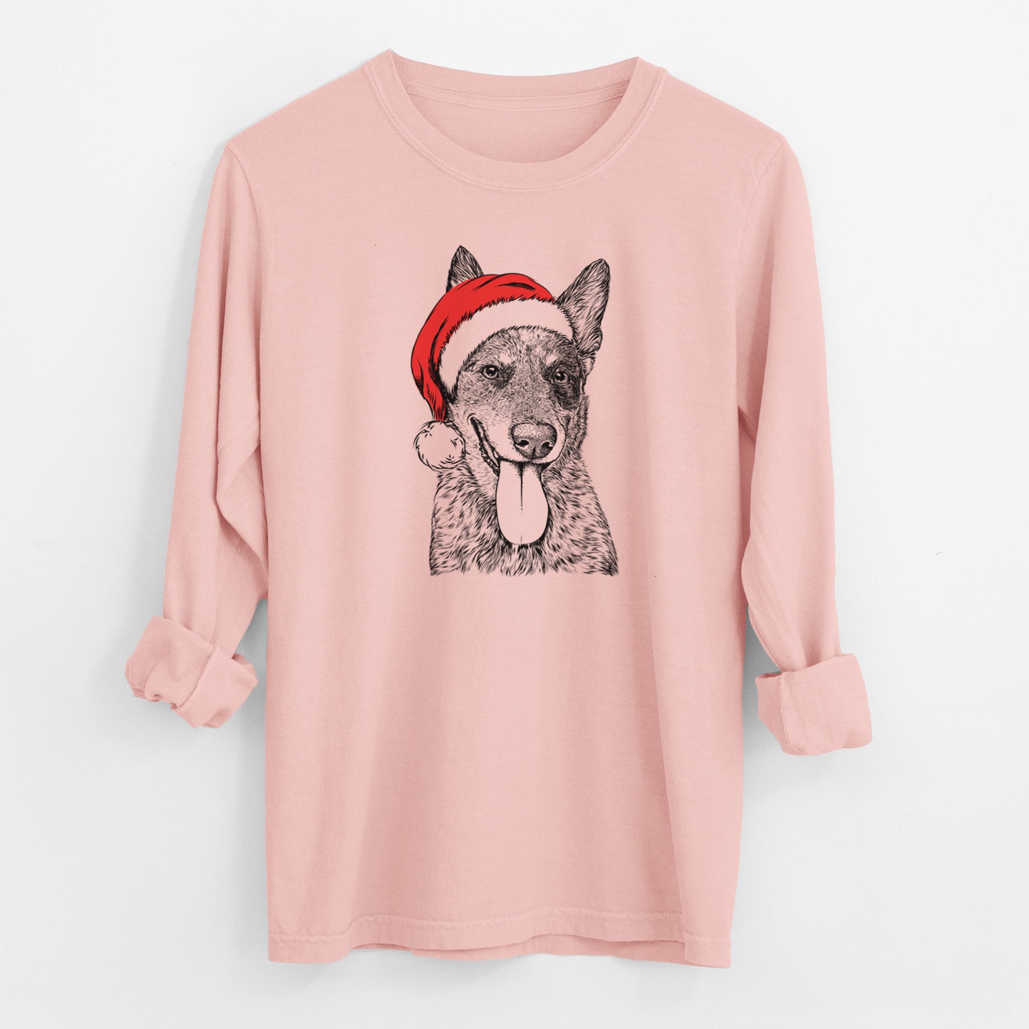 Santa Madison the Blue Heeler - Men's Heavyweight 100% Cotton Long Sleeve