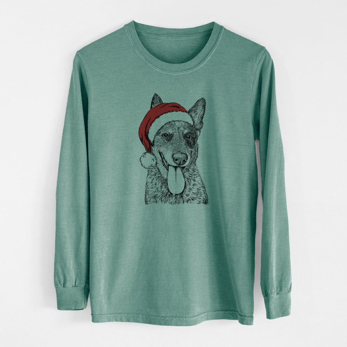 Santa Madison the Blue Heeler - Men's Heavyweight 100% Cotton Long Sleeve