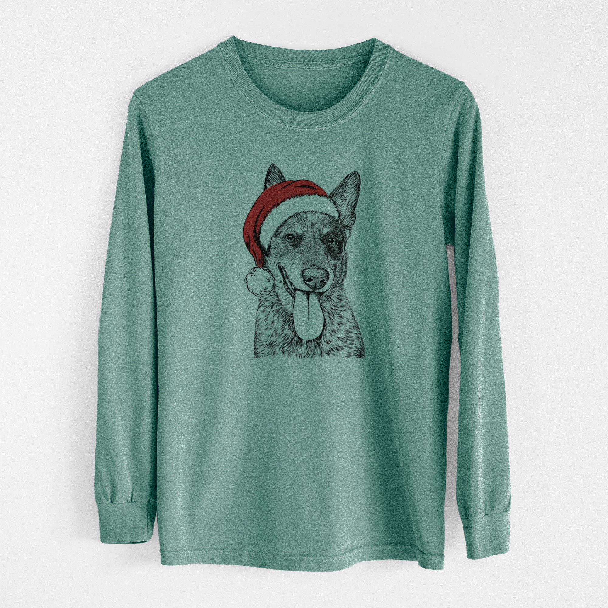 Santa Madison the Blue Heeler - Men's Heavyweight 100% Cotton Long Sleeve