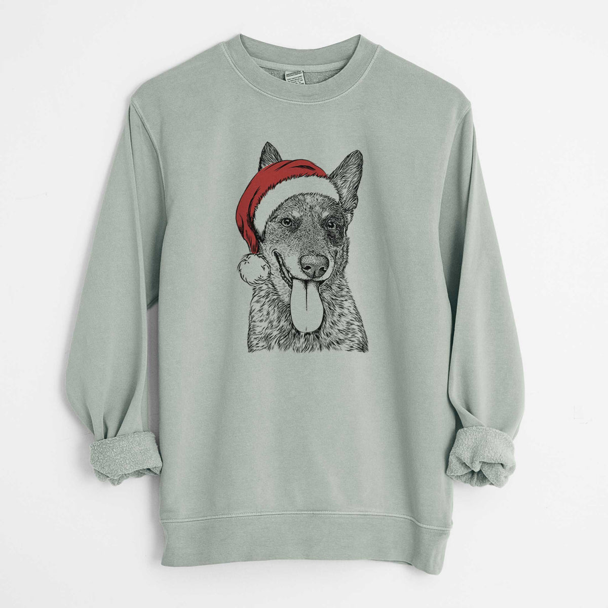 Santa Madison the Blue Heeler - Unisex Pigment Dyed Crew Sweatshirt