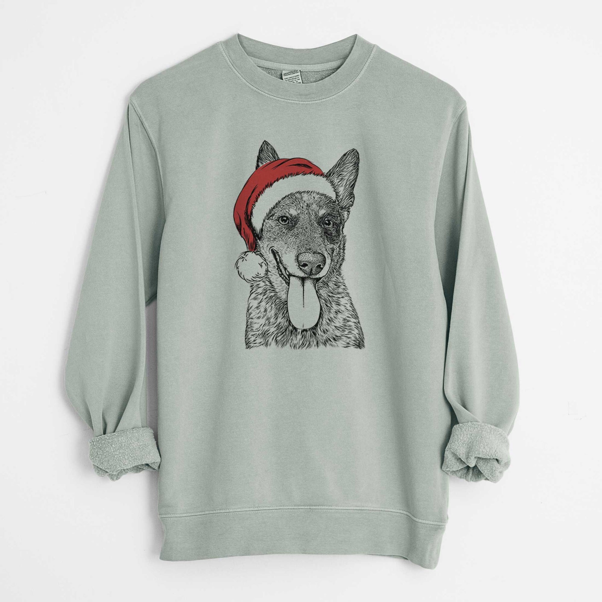 Santa Madison the Blue Heeler - Unisex Pigment Dyed Crew Sweatshirt