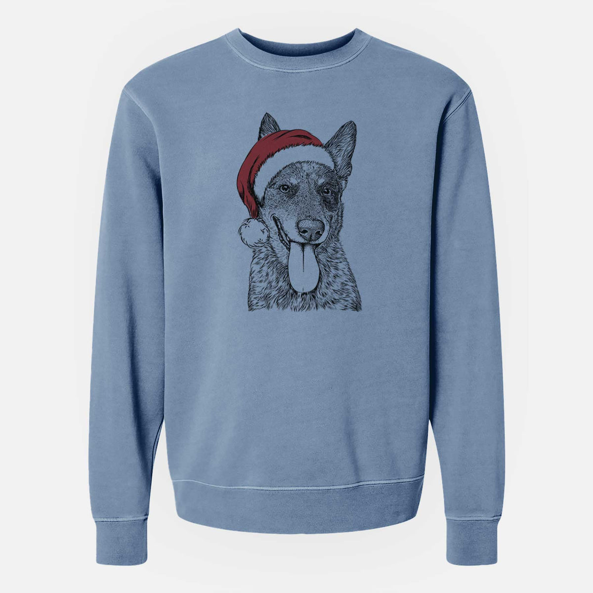 Santa Madison the Blue Heeler - Unisex Pigment Dyed Crew Sweatshirt