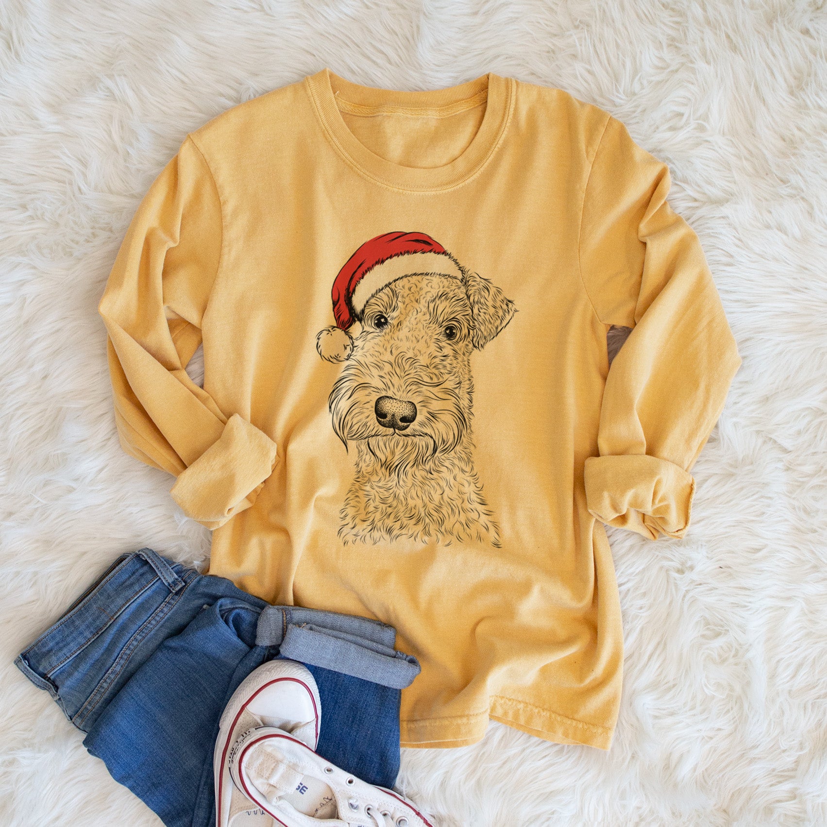 Santa Roc Haven Maggie May the Airedale Terrier - Men's Heavyweight 100% Cotton Long Sleeve