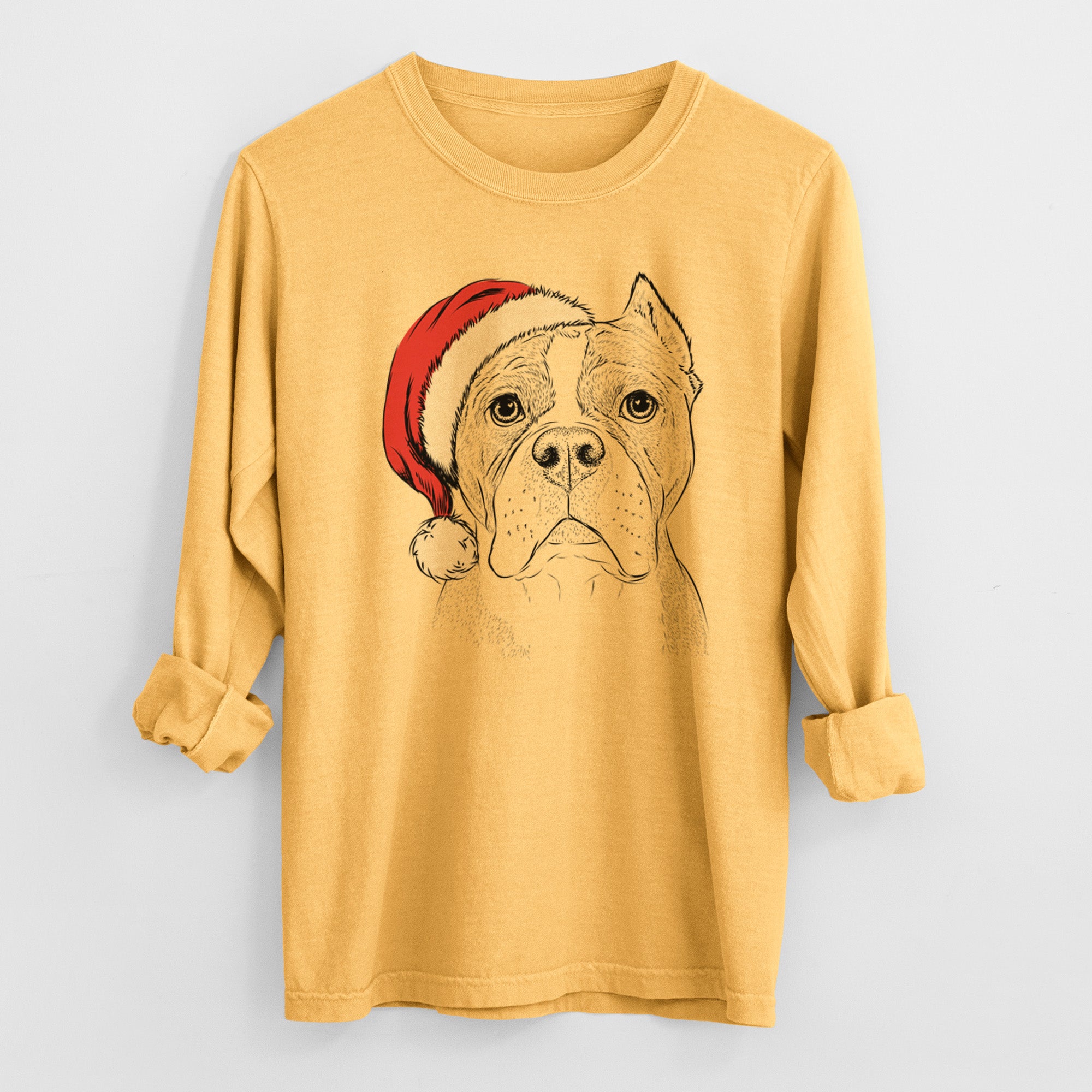 Santa Maggie the American Bulldog - Heavyweight 100% Cotton Long Sleeve
