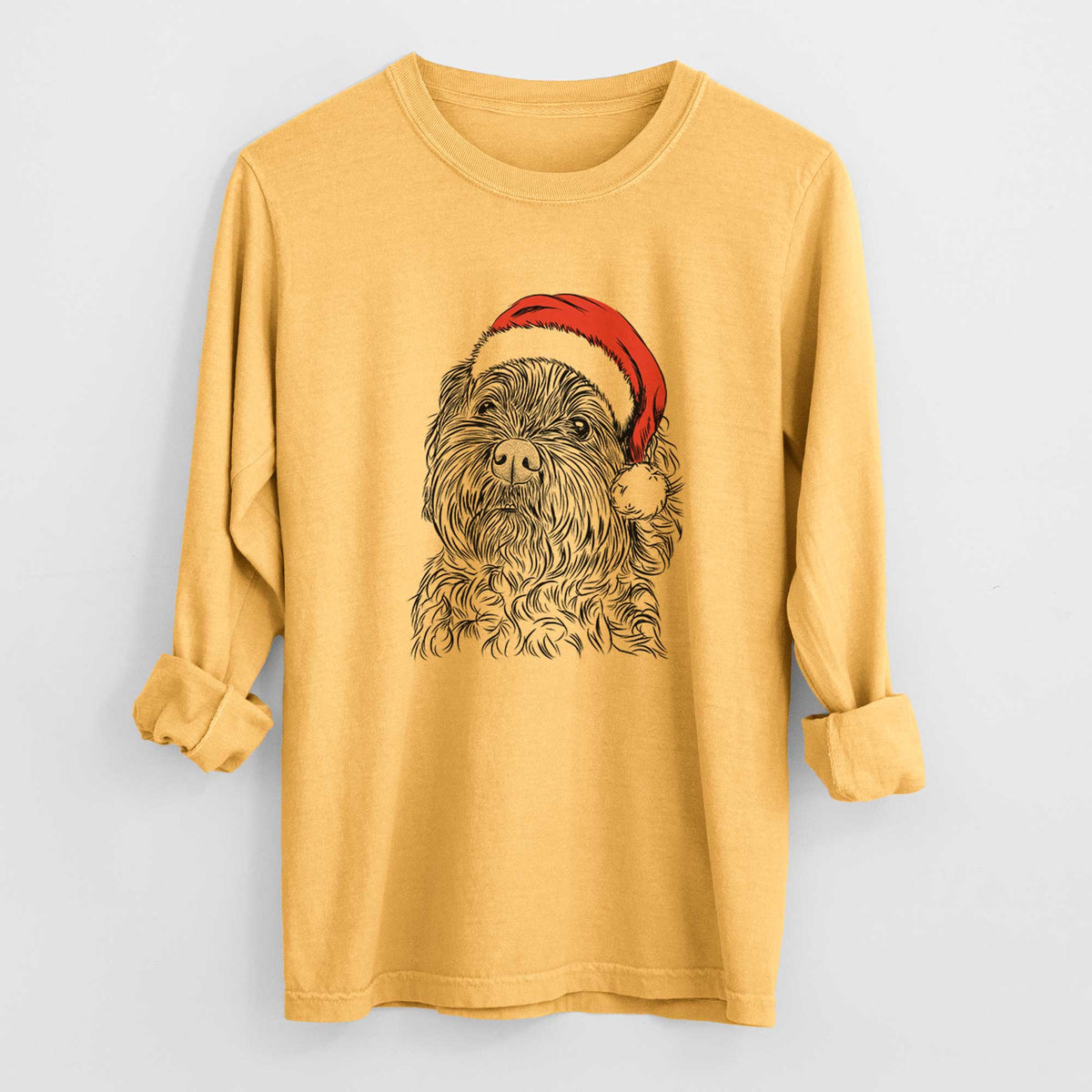 Santa Maggie Girl the Cockapoo - Men's Heavyweight 100% Cotton Long Sleeve