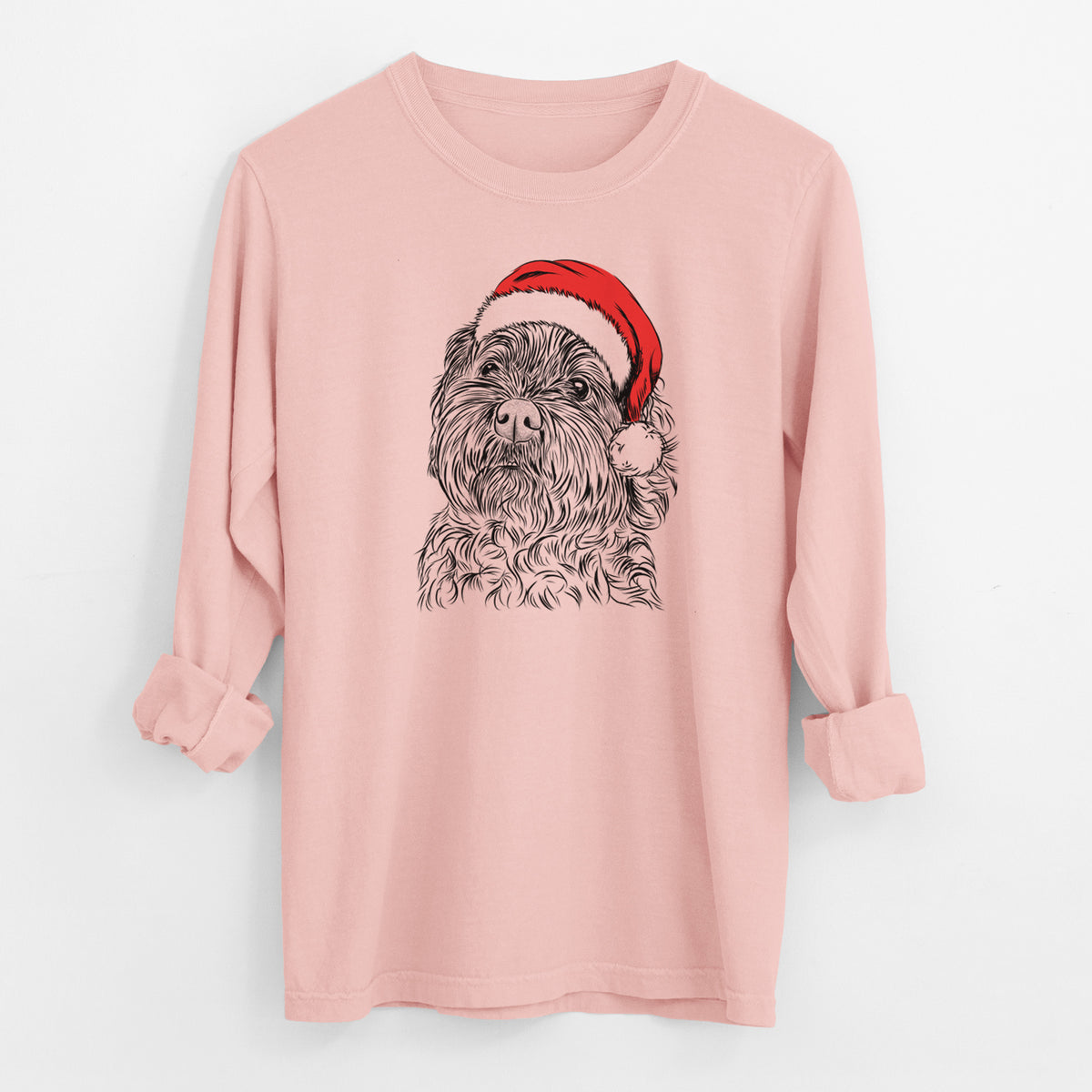 Santa Maggie Girl the Cockapoo - Men's Heavyweight 100% Cotton Long Sleeve