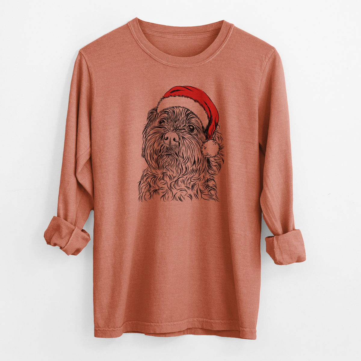 Santa Maggie Girl the Cockapoo - Men's Heavyweight 100% Cotton Long Sleeve