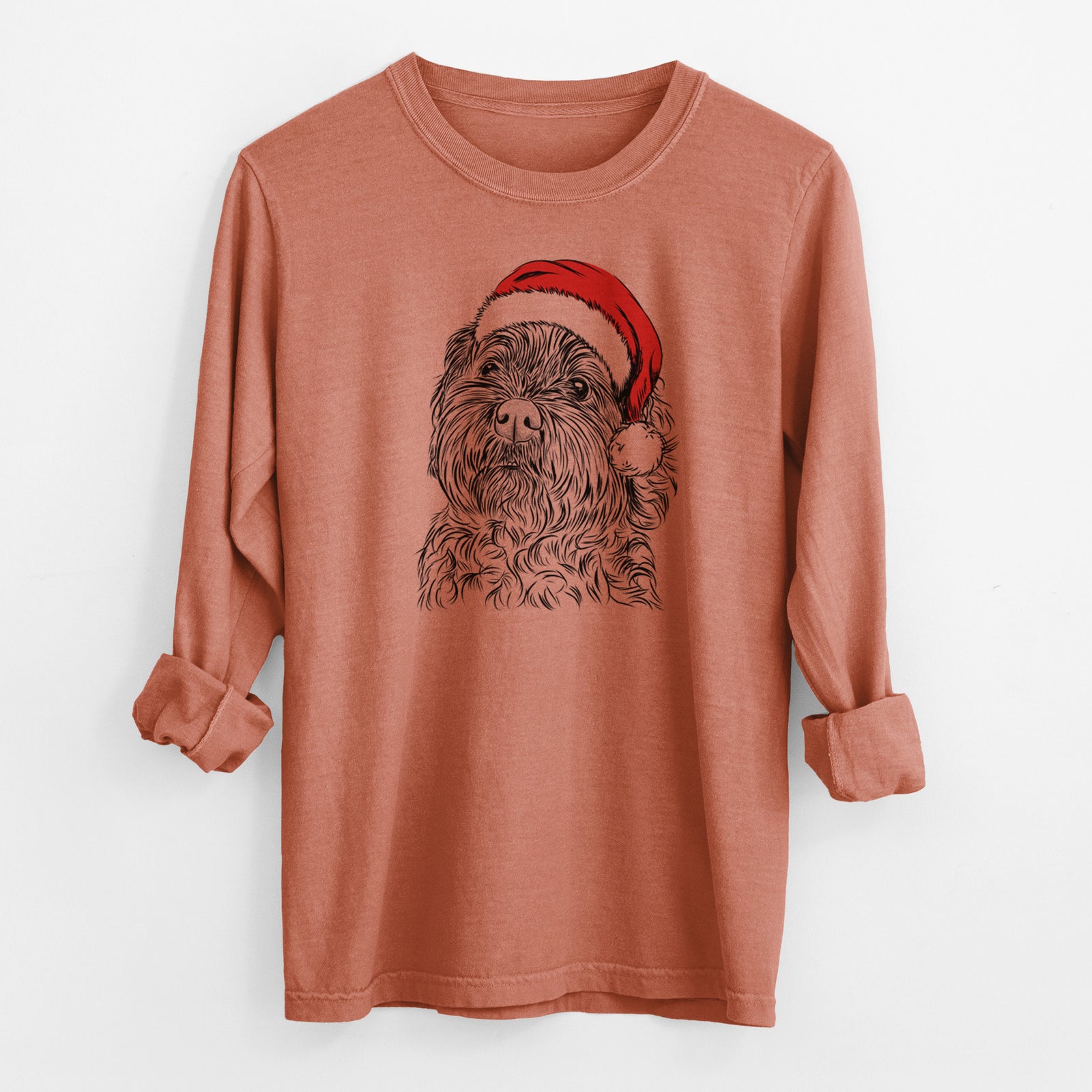 Santa Maggie Girl the Cockapoo - Men's Heavyweight 100% Cotton Long Sleeve