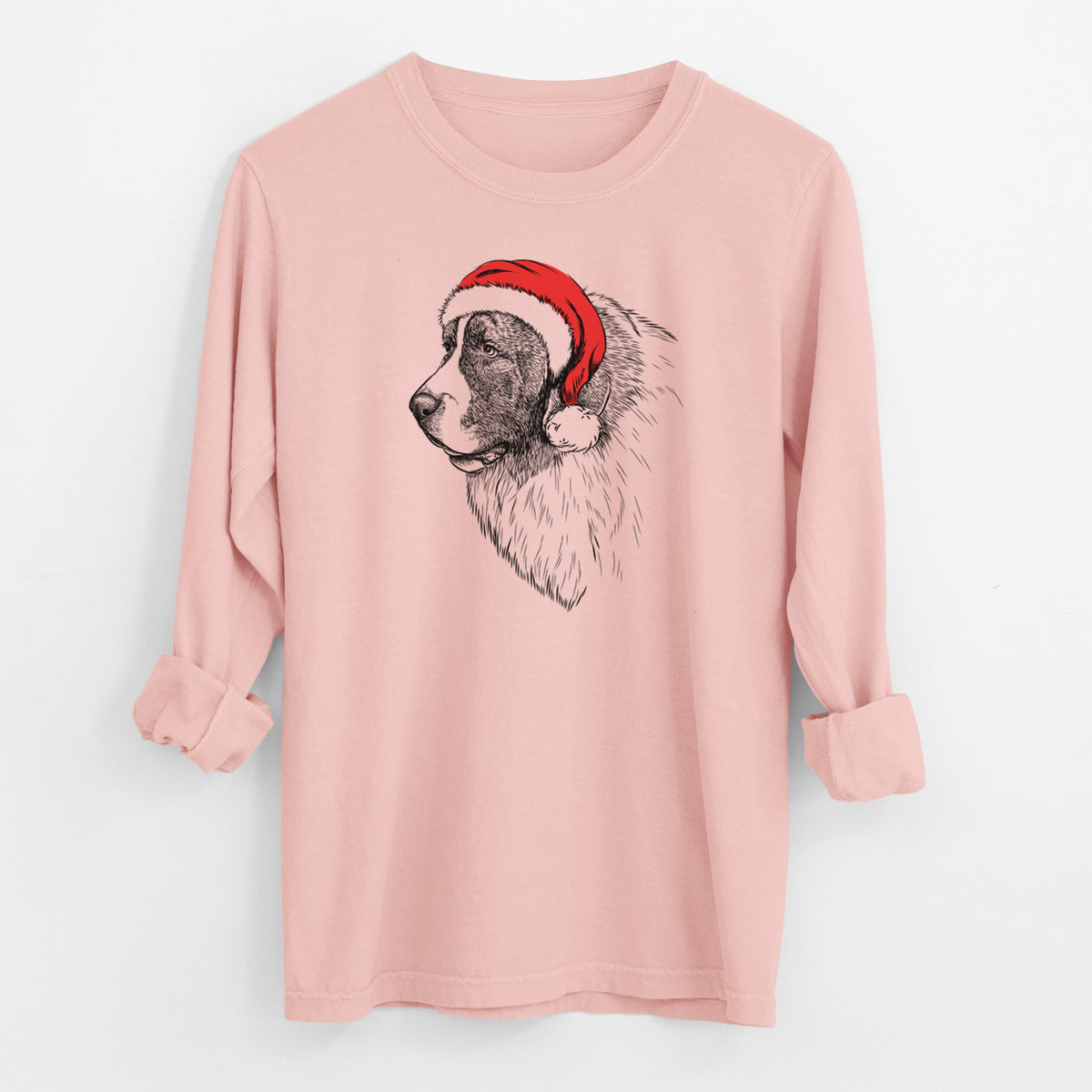 Santa Magnus the Pyrenean Mastiff - Men's Heavyweight 100% Cotton Long Sleeve