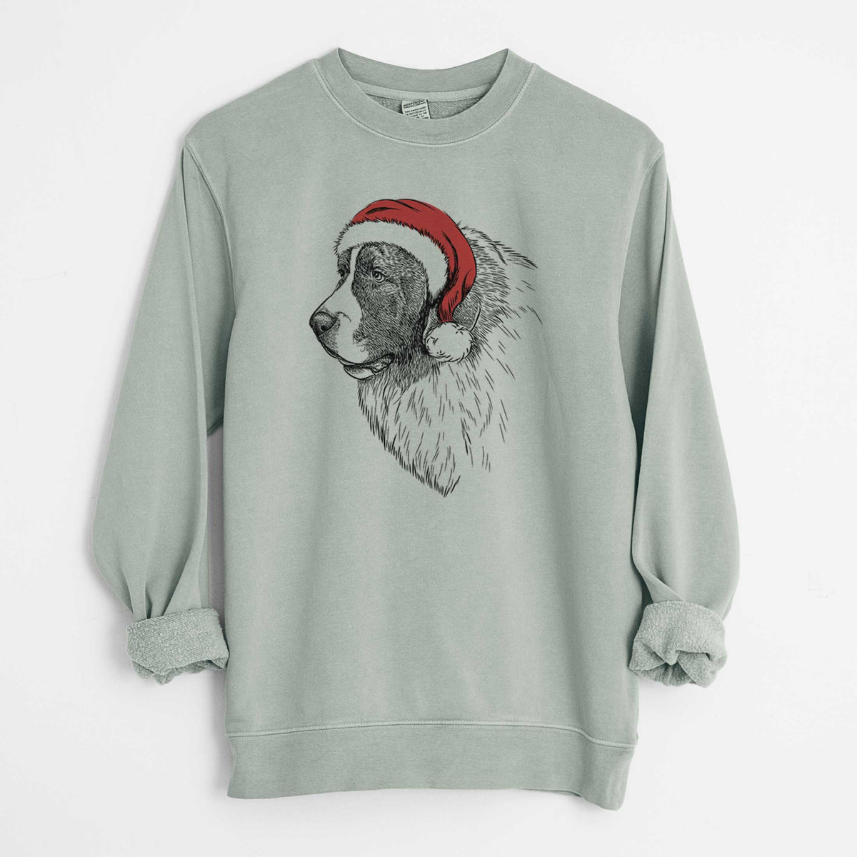 Santa Magnus the Pyrenean Mastiff - Unisex Pigment Dyed Crew Sweatshirt