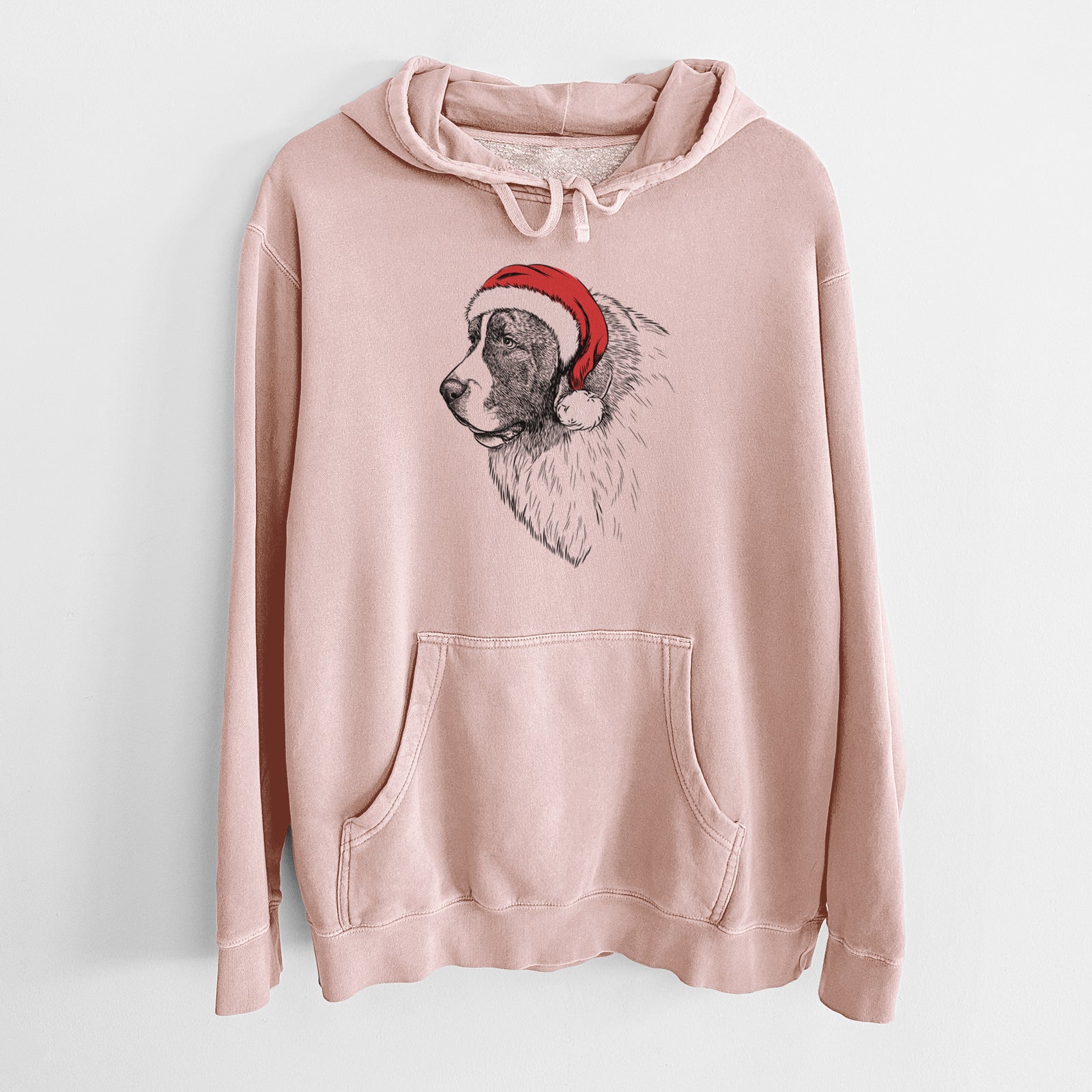 Santa Hat Magnus the Pyrenean Mastiff - Unisex Pigment Dyed Hoodie