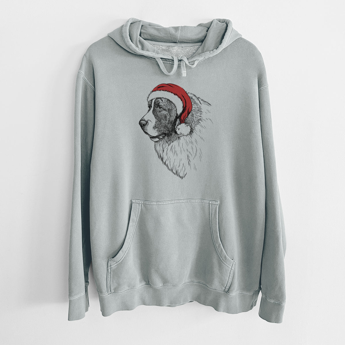 Santa Hat Magnus the Pyrenean Mastiff - Unisex Pigment Dyed Hoodie