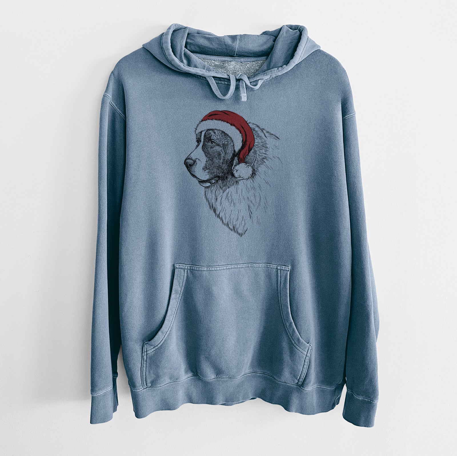 Santa Hat Magnus the Pyrenean Mastiff - Unisex Pigment Dyed Hoodie
