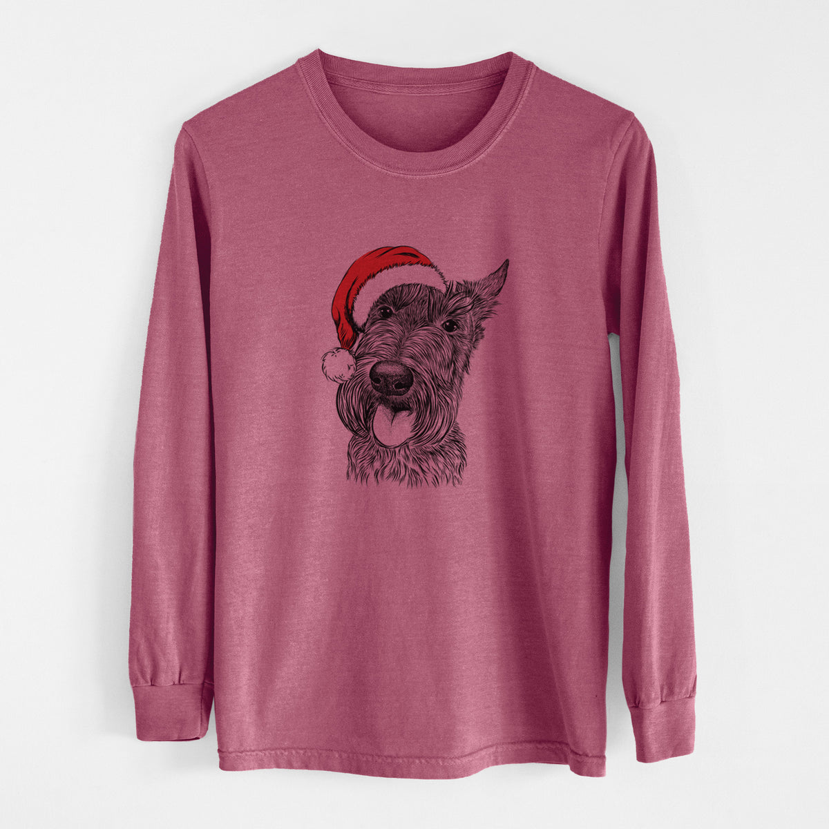 Santa Magnus the Scottish Terrier - Men's Heavyweight 100% Cotton Long Sleeve