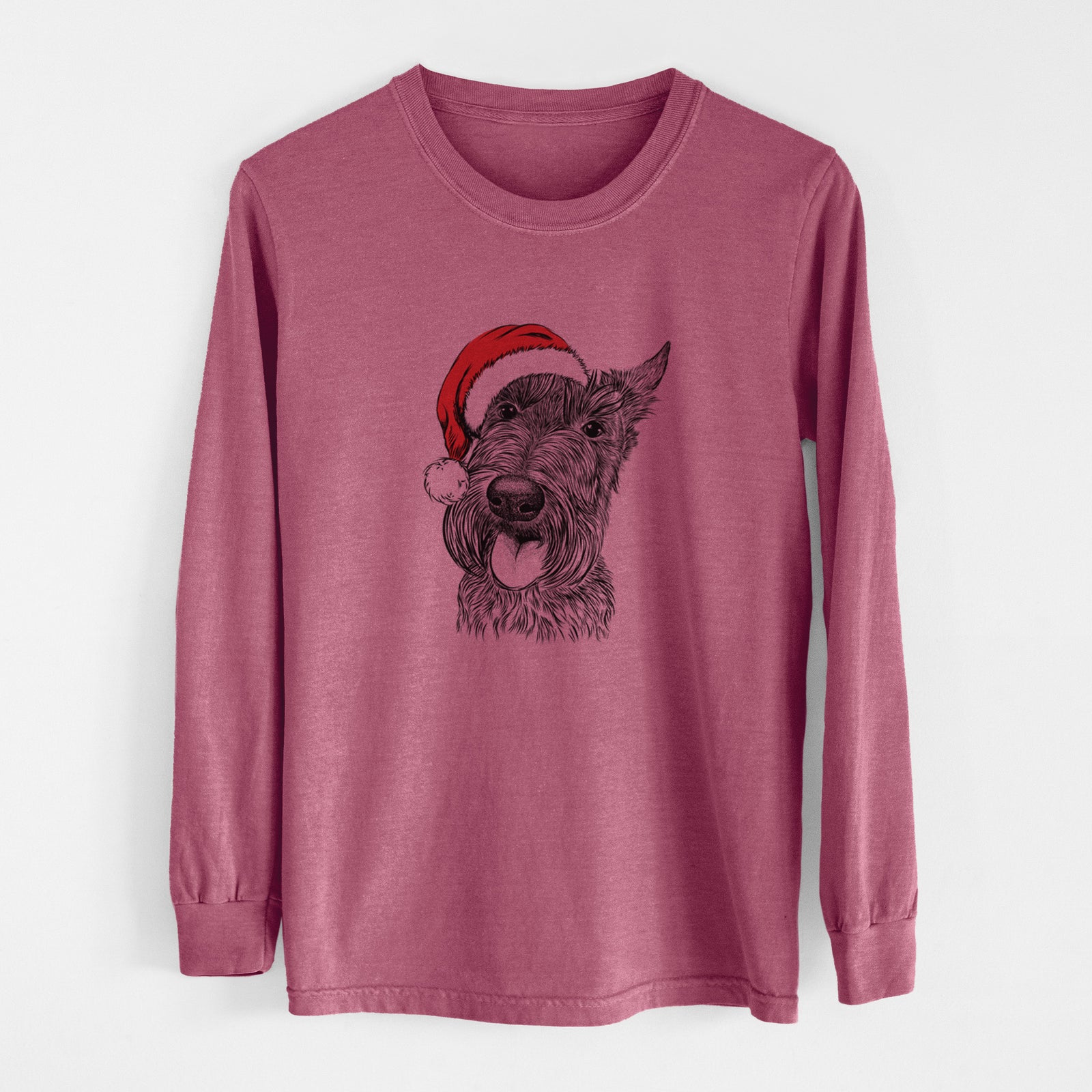 Santa Magnus the Scottish Terrier - Men's Heavyweight 100% Cotton Long Sleeve