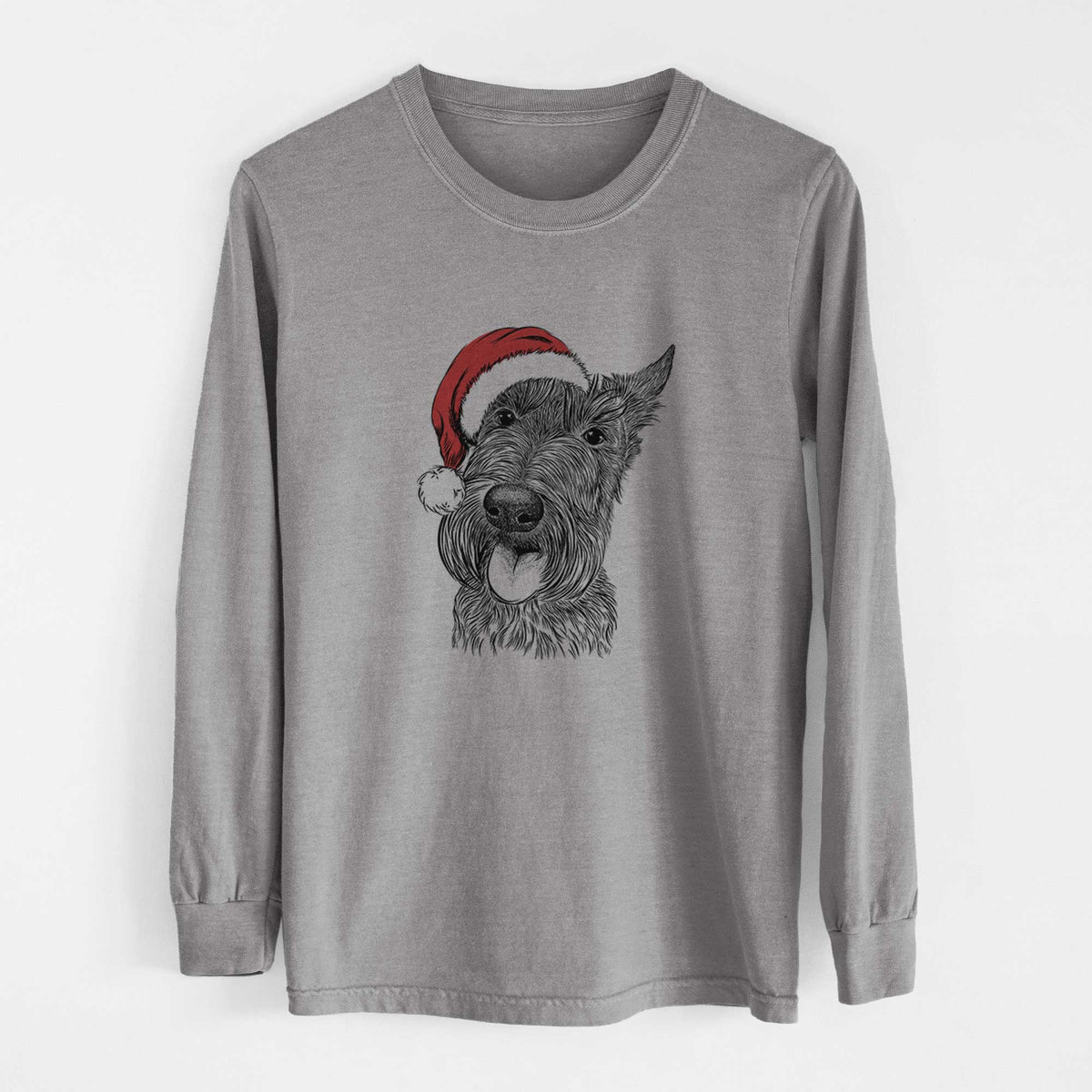 Santa Magnus the Scottish Terrier - Men's Heavyweight 100% Cotton Long Sleeve