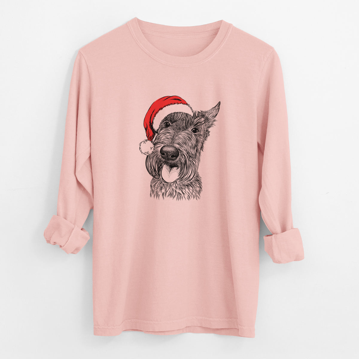 Santa Magnus the Scottish Terrier - Men's Heavyweight 100% Cotton Long Sleeve