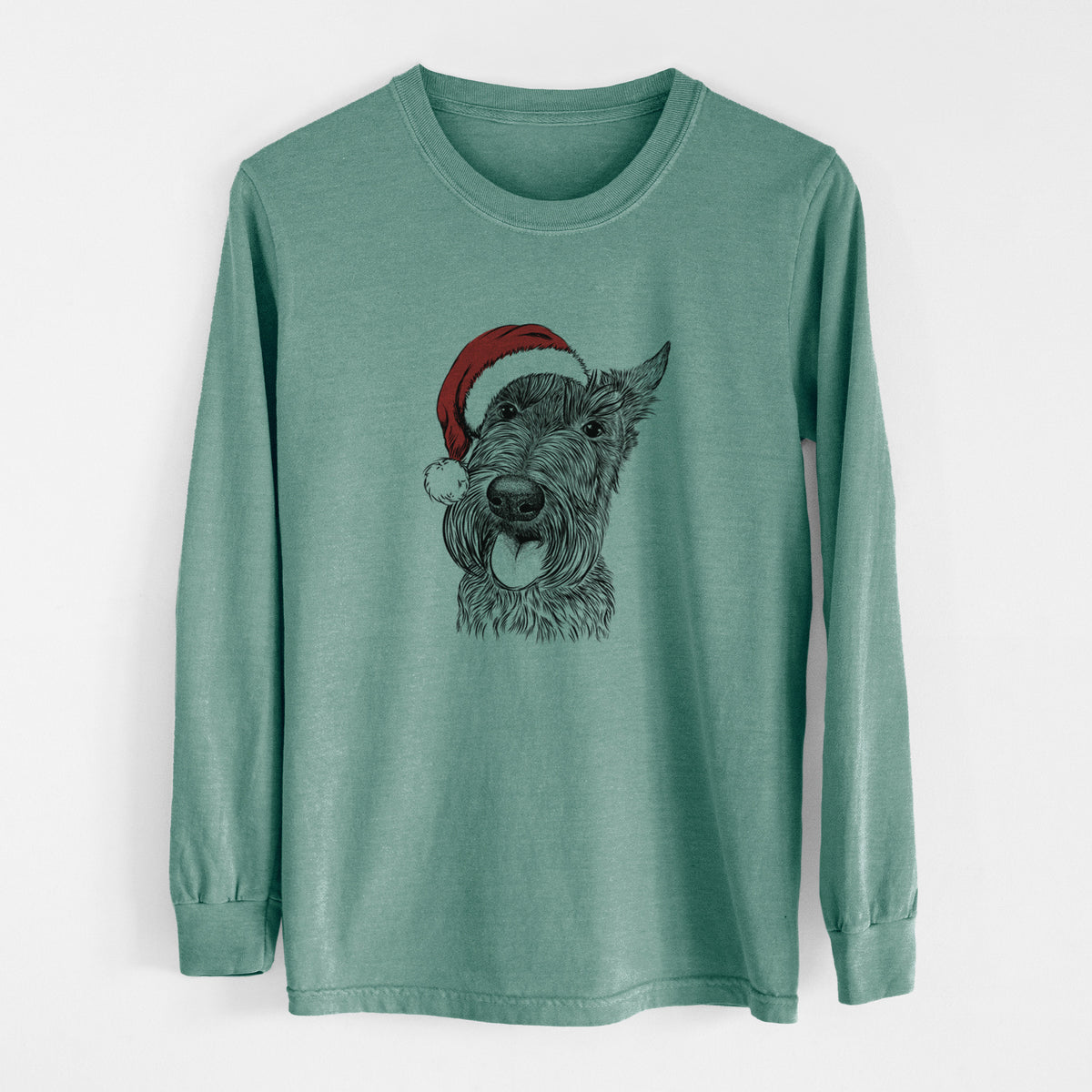 Santa Magnus the Scottish Terrier - Men's Heavyweight 100% Cotton Long Sleeve