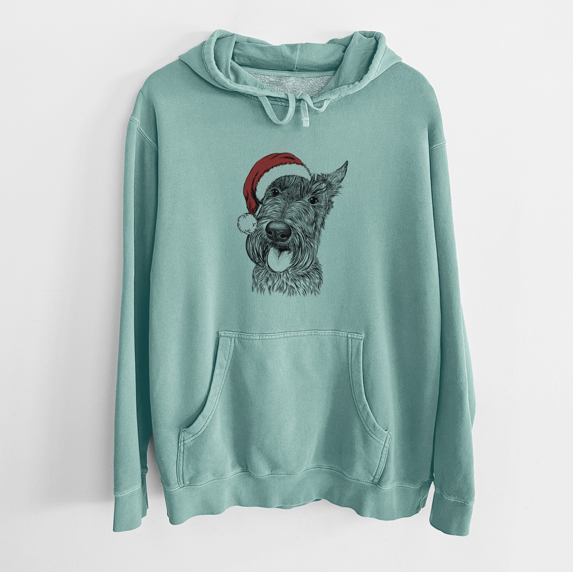 Santa Hat Magnus the Scottish Terrier - Unisex Pigment Dyed Hoodie