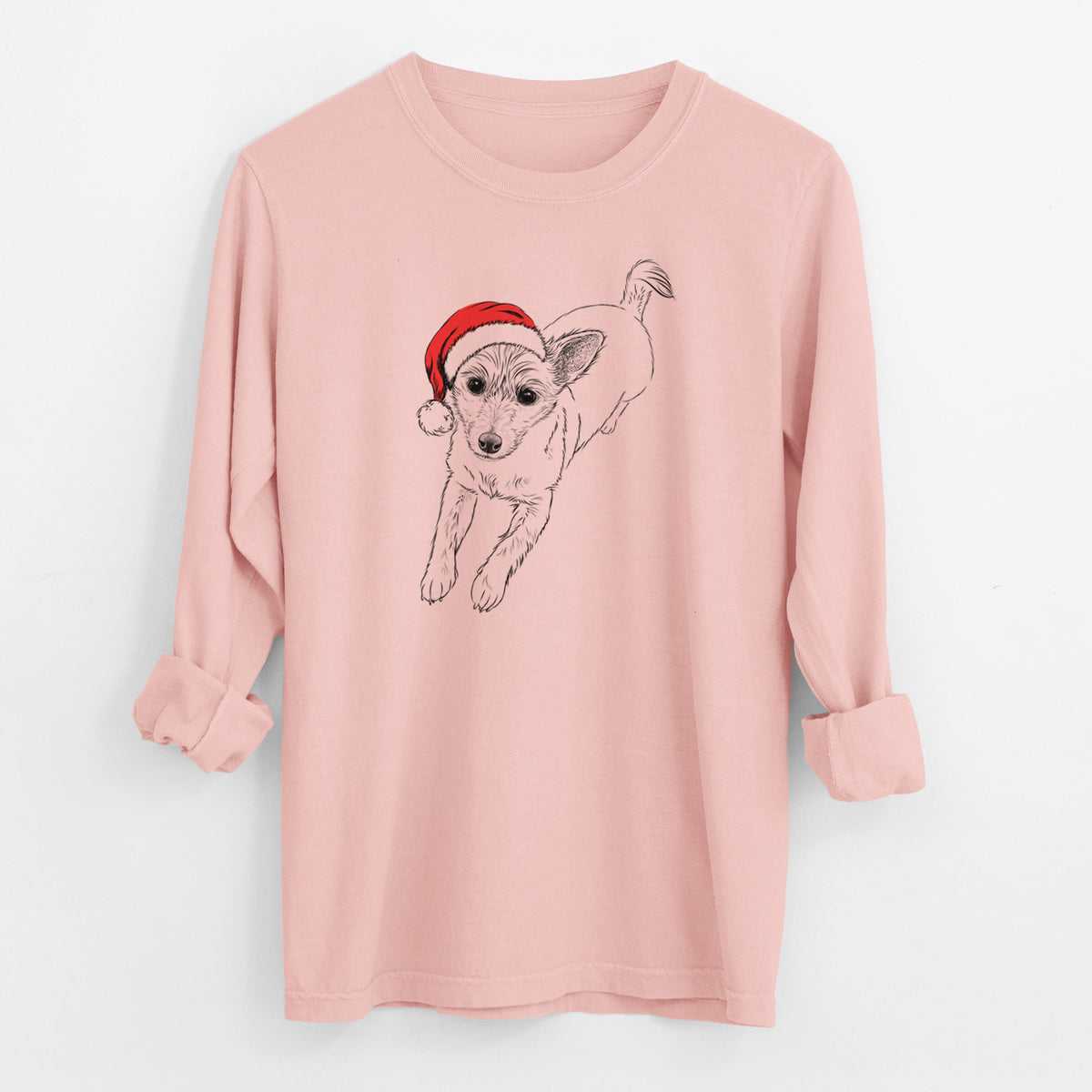 Santa Maisie the Terrier Mix - Men's Heavyweight 100% Cotton Long Sleeve