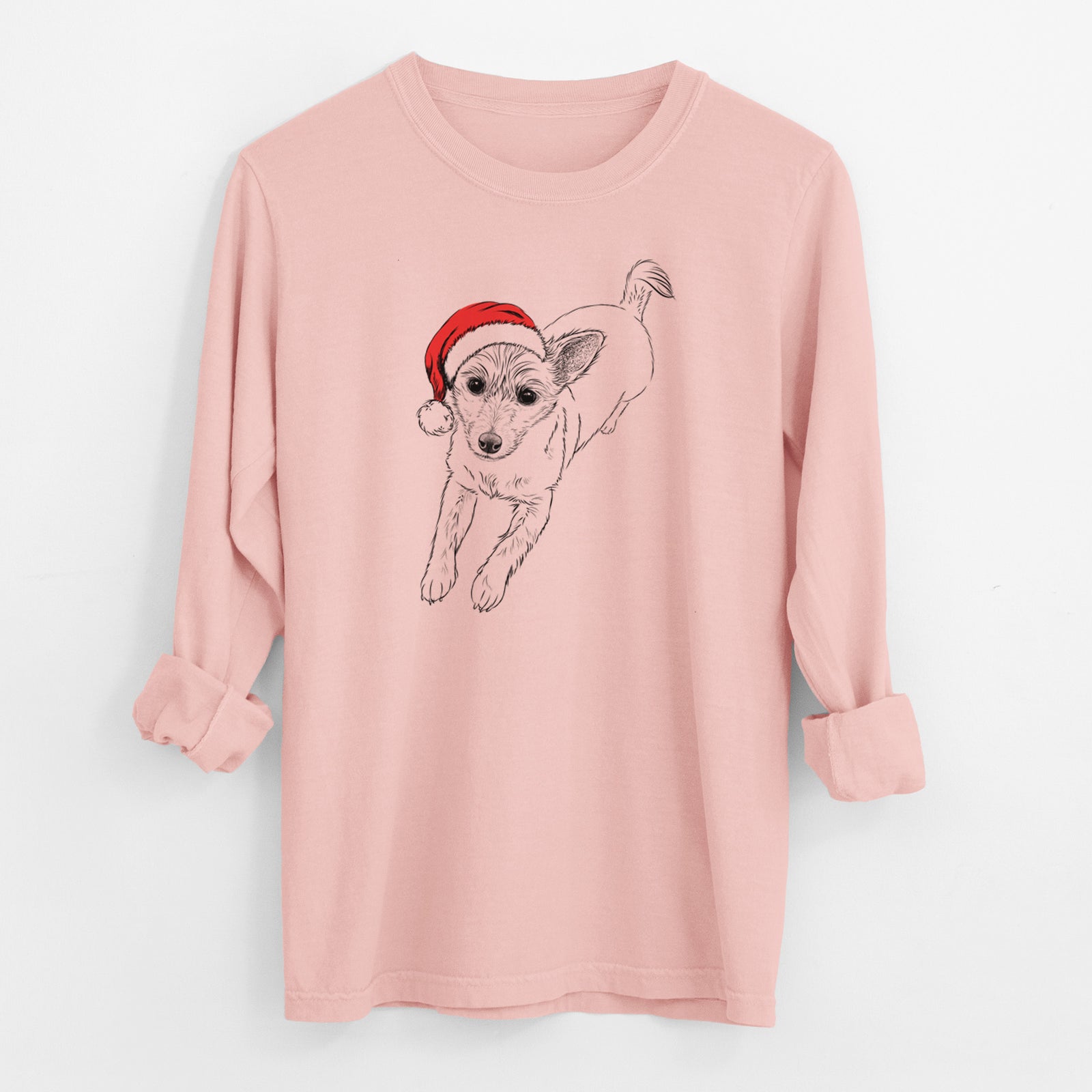 Santa Maisie the Terrier Mix - Men's Heavyweight 100% Cotton Long Sleeve