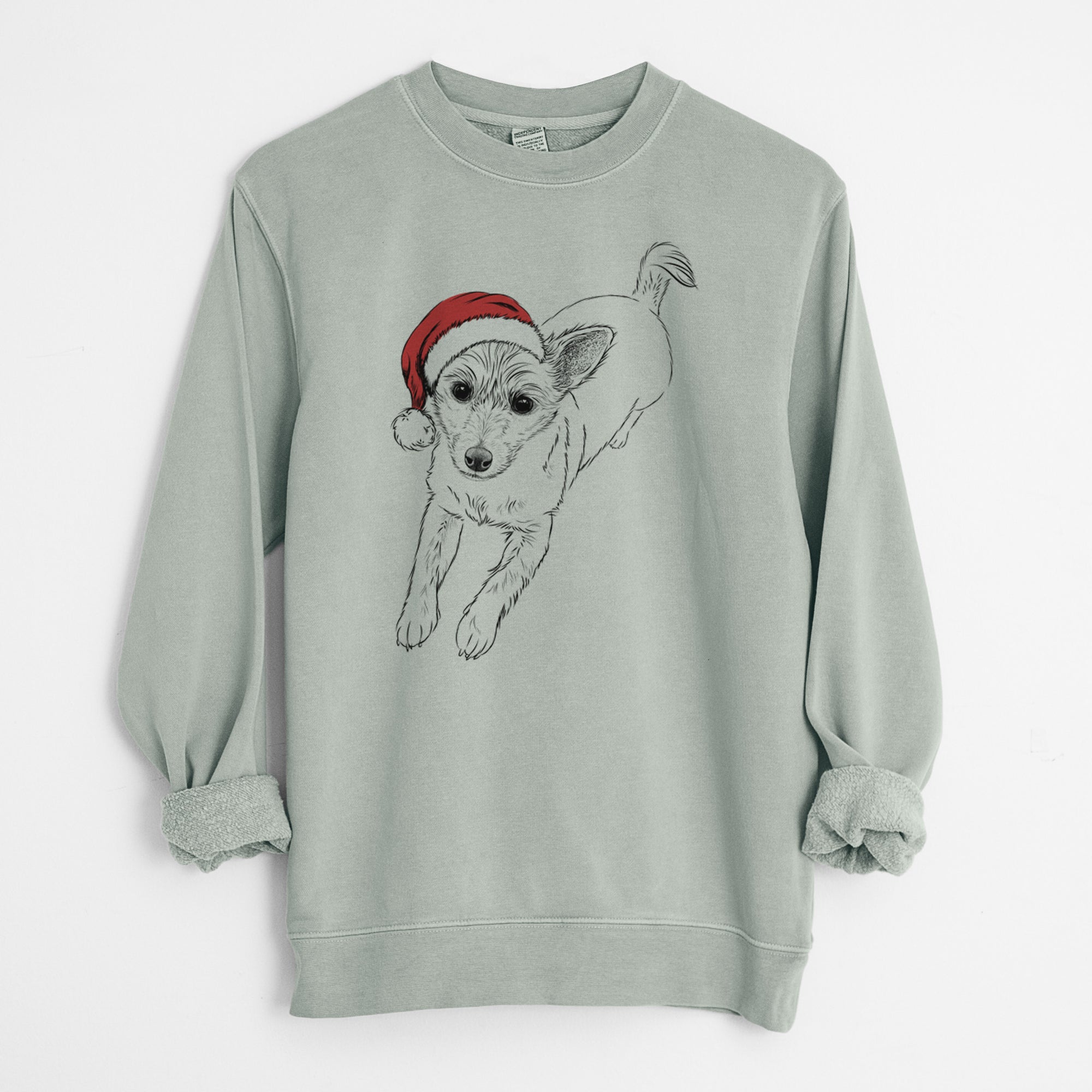 Santa Maisie the Terrier Mix - Unisex Pigment Dyed Crew Sweatshirt