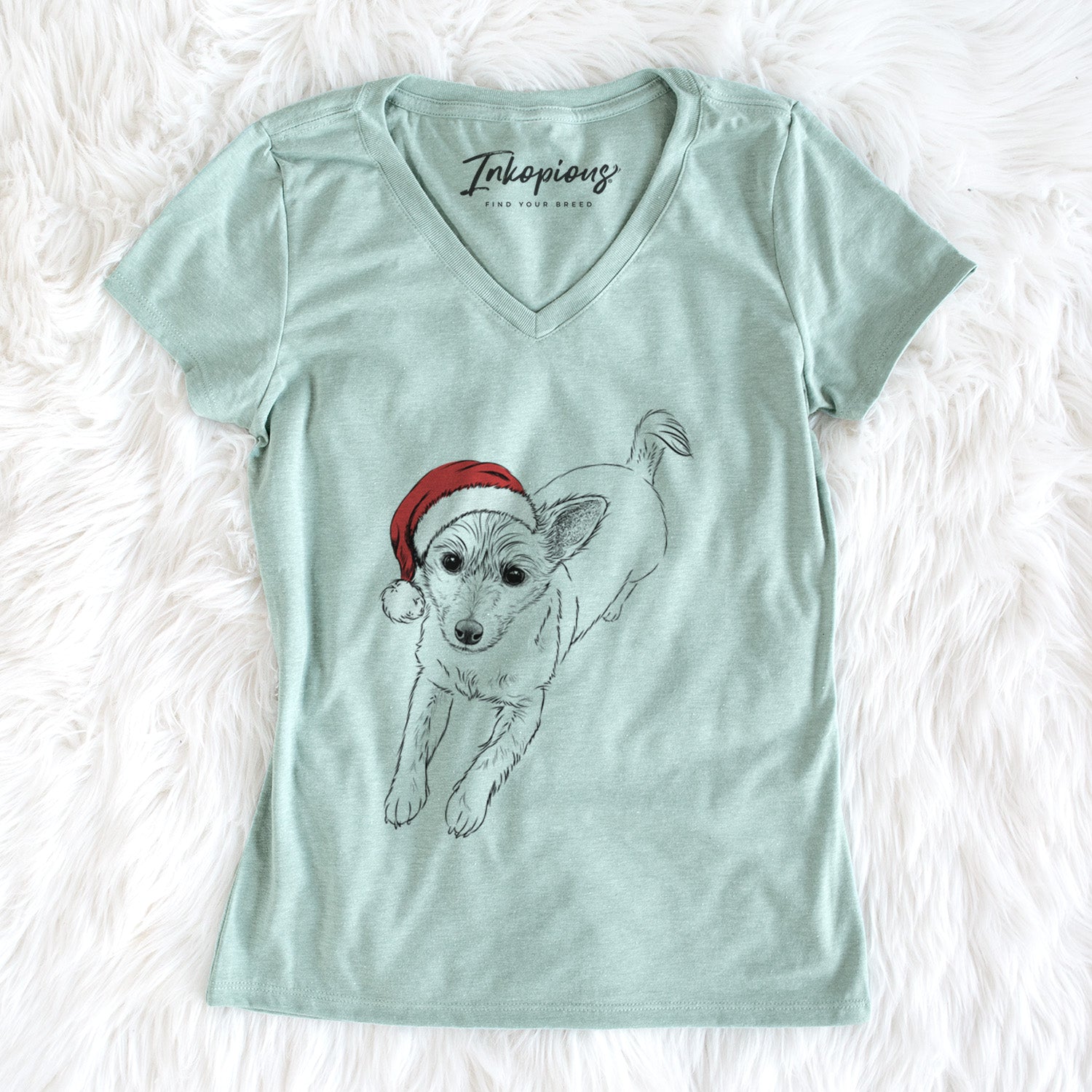 Santa Maisie the Terrier Mix - Women's Perfect V-neck Shirt