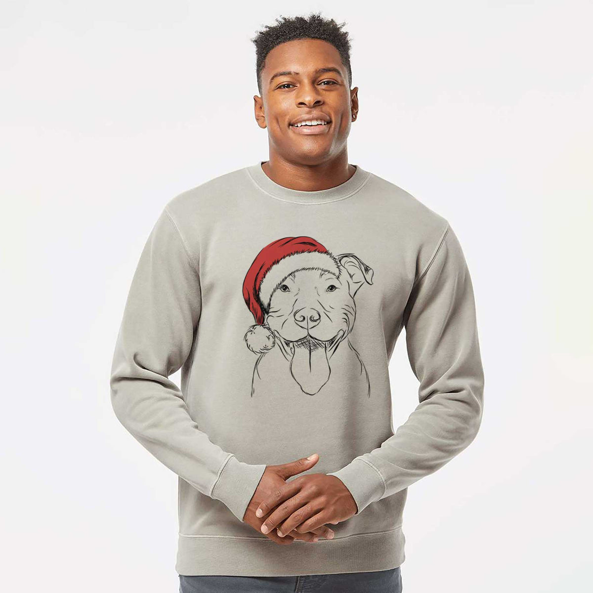 Santa Major the Pitbull - Unisex Pigment Dyed Crew Sweatshirt