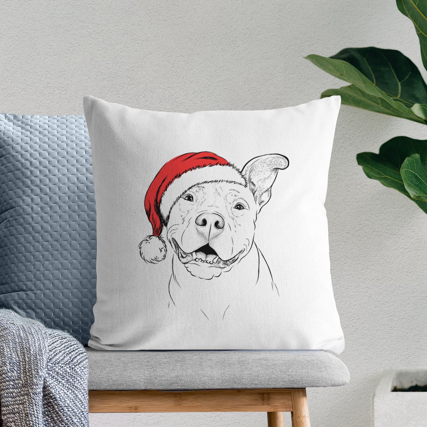 Malibu the Staffordshire Terrier/Pitbull Mix - Throw Pillow Cover