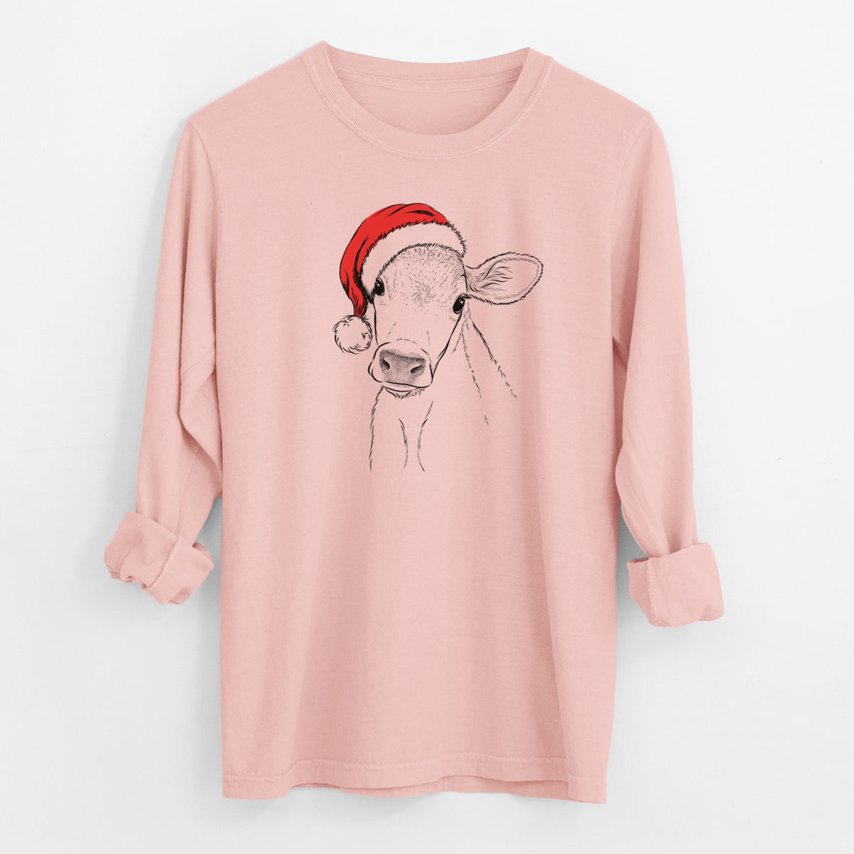 Santa Malu the Cow - Men's Heavyweight 100% Cotton Long Sleeve