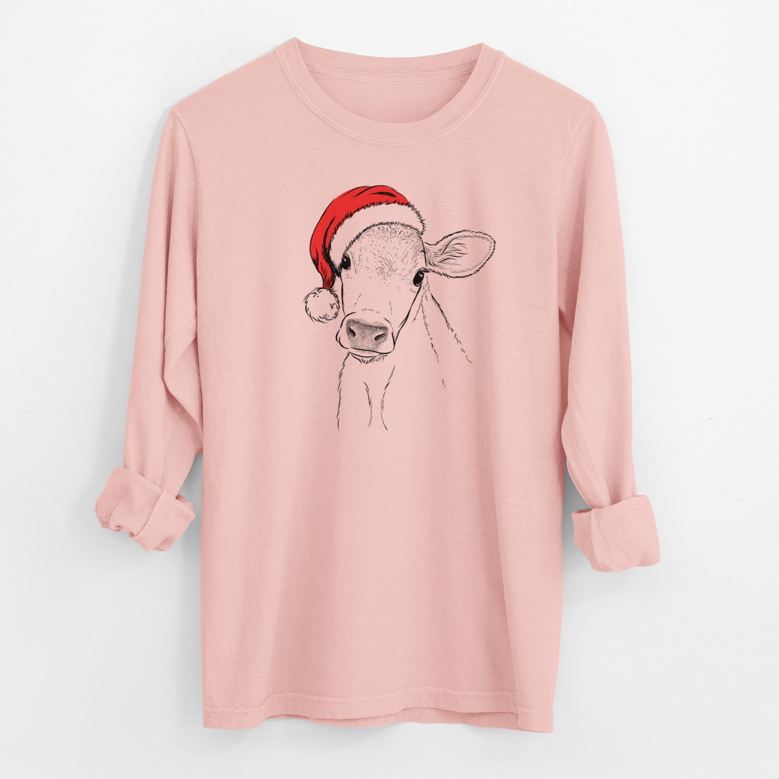 Santa Malu the Cow - Men's Heavyweight 100% Cotton Long Sleeve