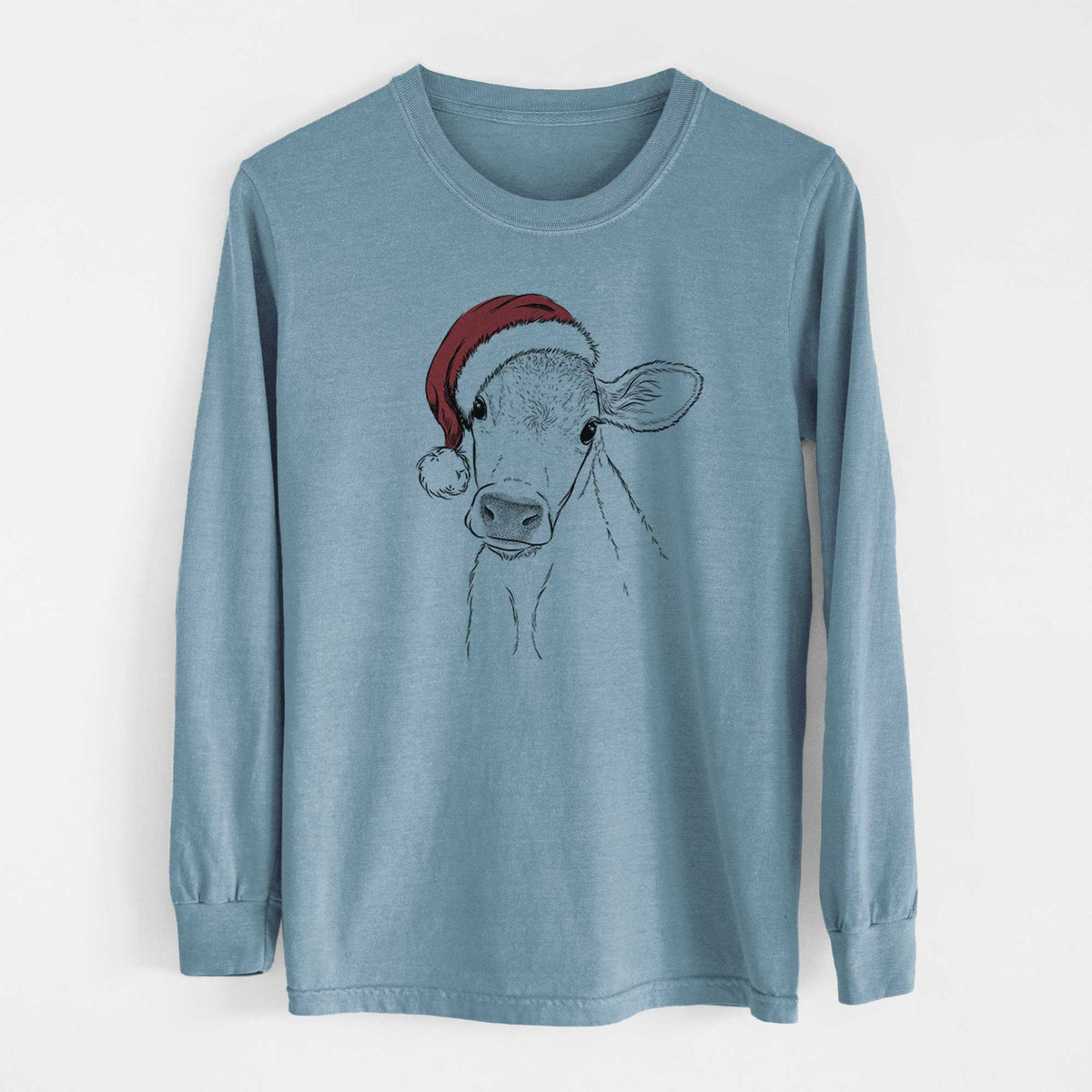 Santa Malu the Cow - Men's Heavyweight 100% Cotton Long Sleeve