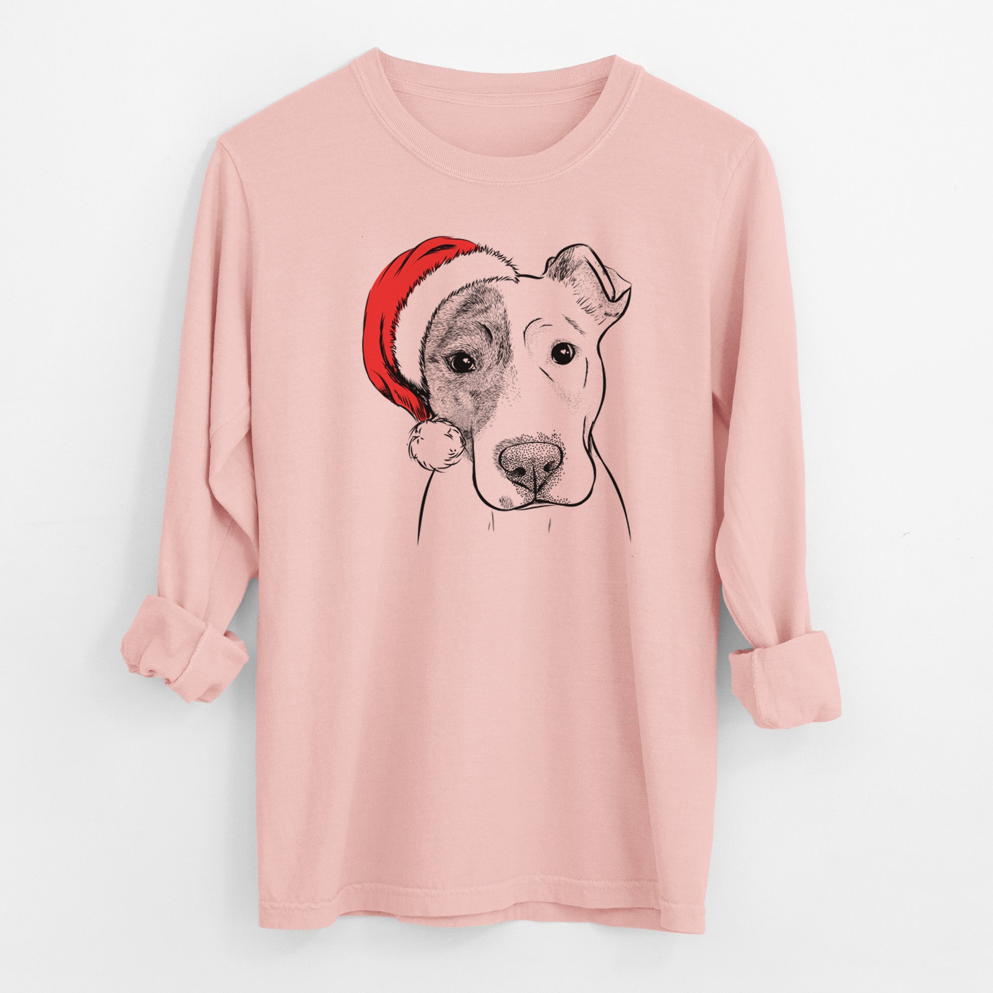 Santa Manchi the Pitbull Mix - Men's Heavyweight 100% Cotton Long Sleeve