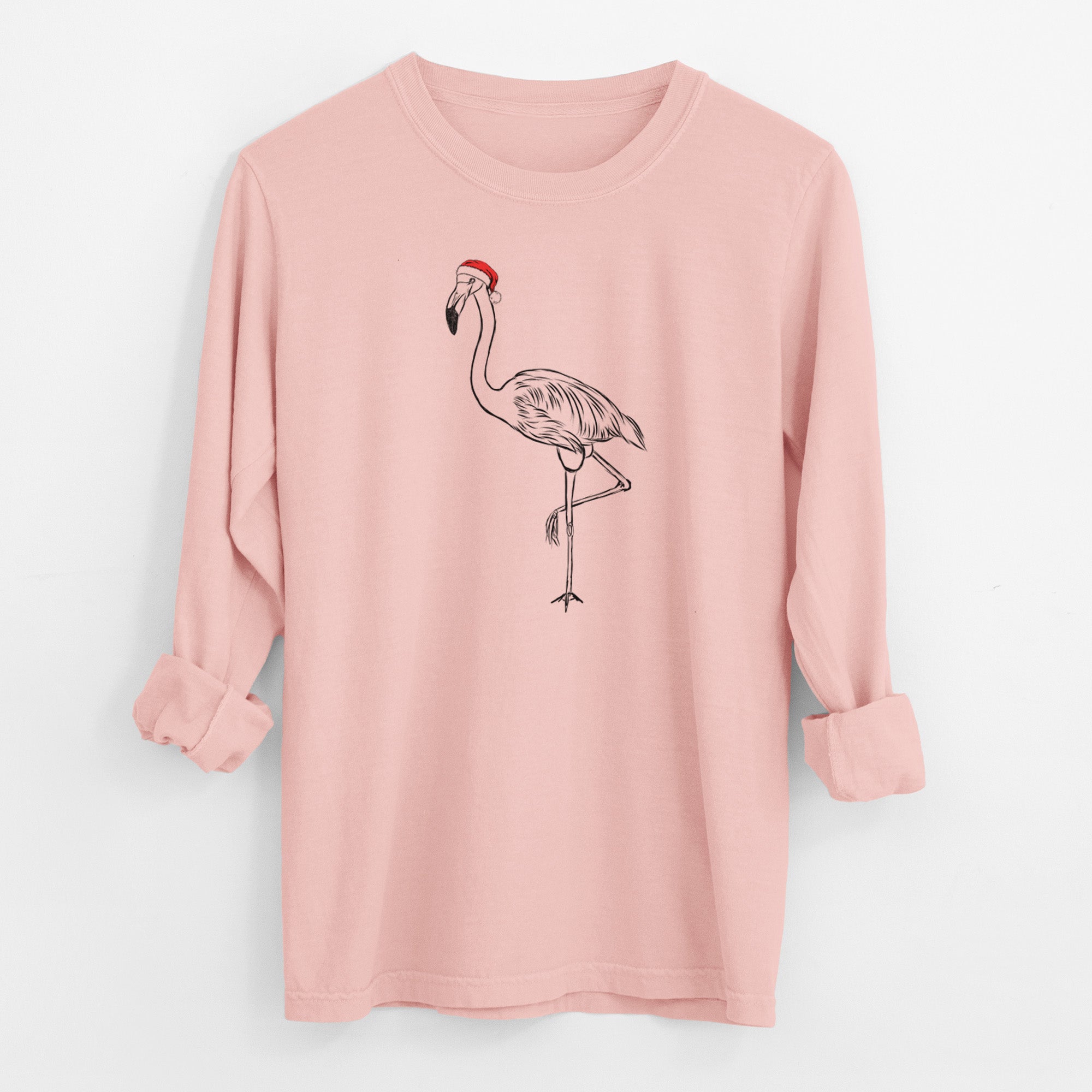 Santa Mango the Flamingo - Men's Heavyweight 100% Cotton Long Sleeve