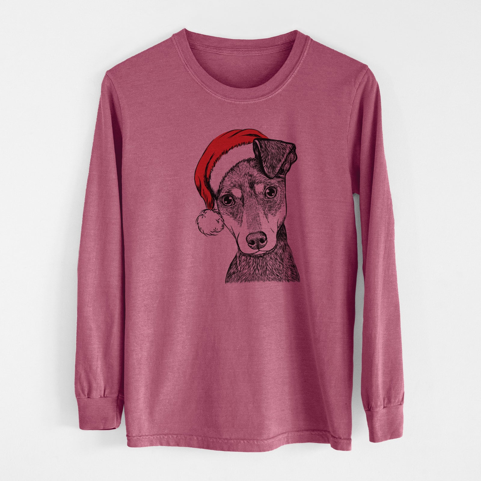 Santa Manny the Manchester Terrier - Men's Heavyweight 100% Cotton Long Sleeve