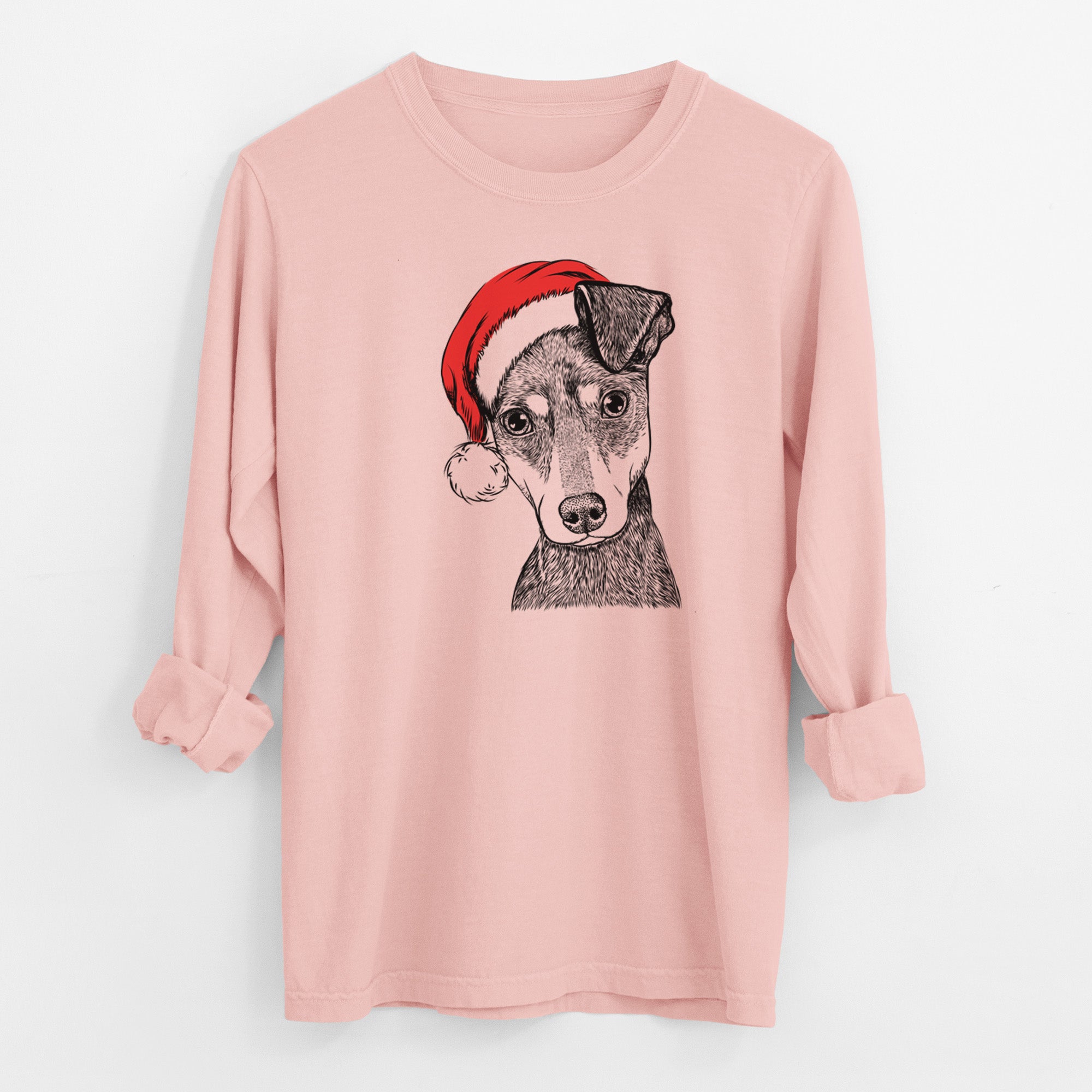 Santa Manny the Manchester Terrier - Men's Heavyweight 100% Cotton Long Sleeve