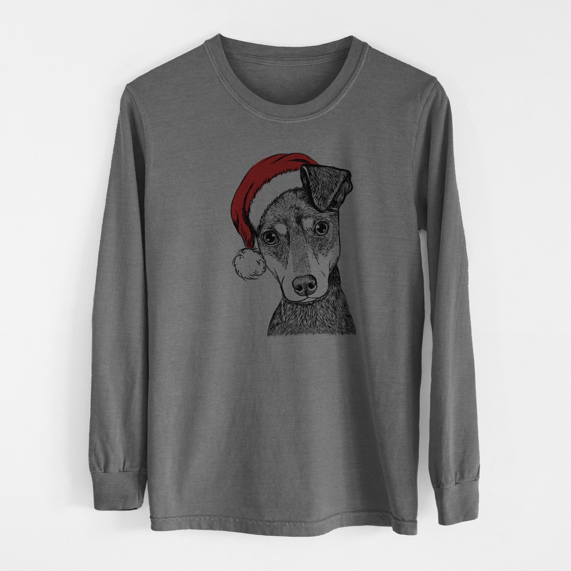 Santa Manny the Manchester Terrier - Men's Heavyweight 100% Cotton Long Sleeve