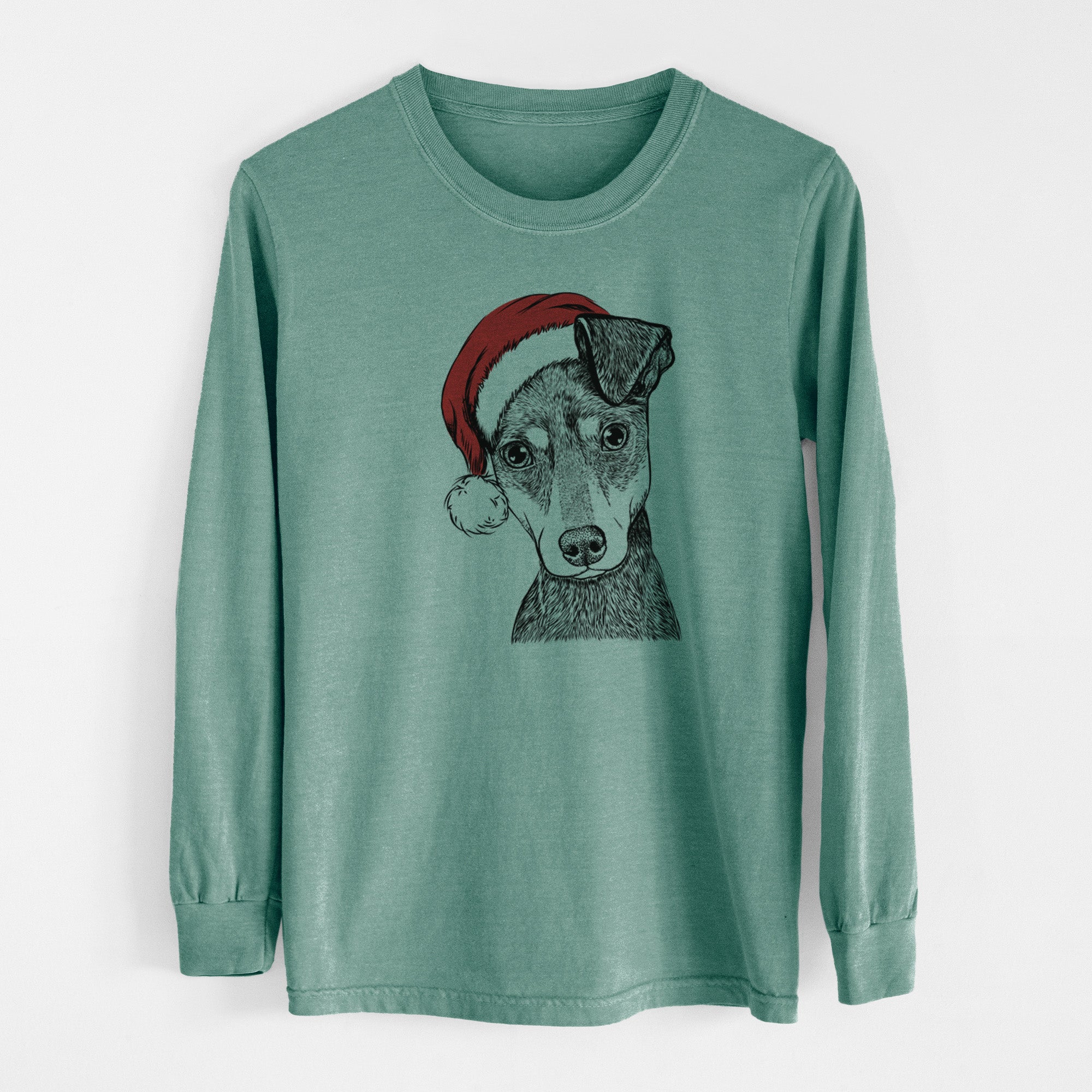 Santa Manny the Manchester Terrier - Men's Heavyweight 100% Cotton Long Sleeve