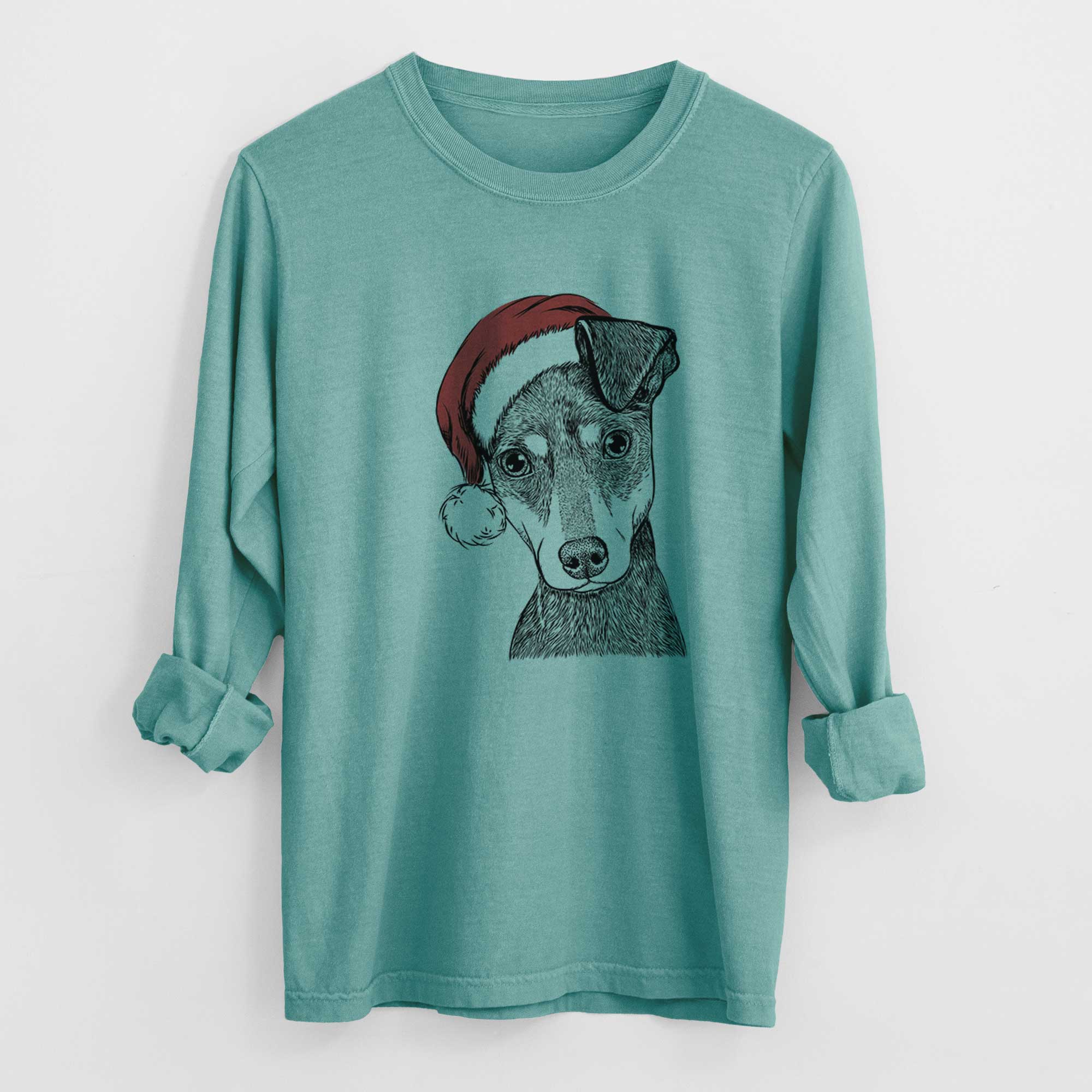 Santa Manny the Manchester Terrier - Men's Heavyweight 100% Cotton Long Sleeve