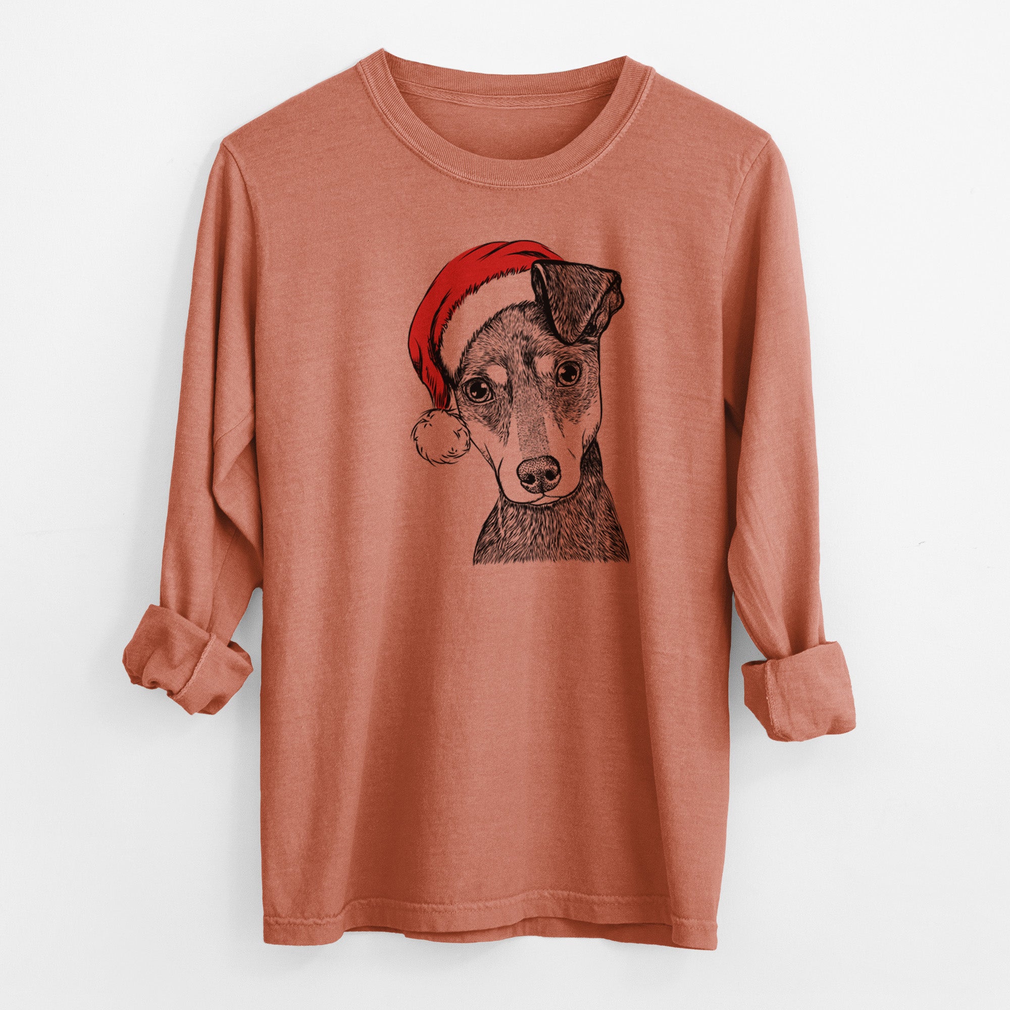 Santa Manny the Manchester Terrier - Men's Heavyweight 100% Cotton Long Sleeve