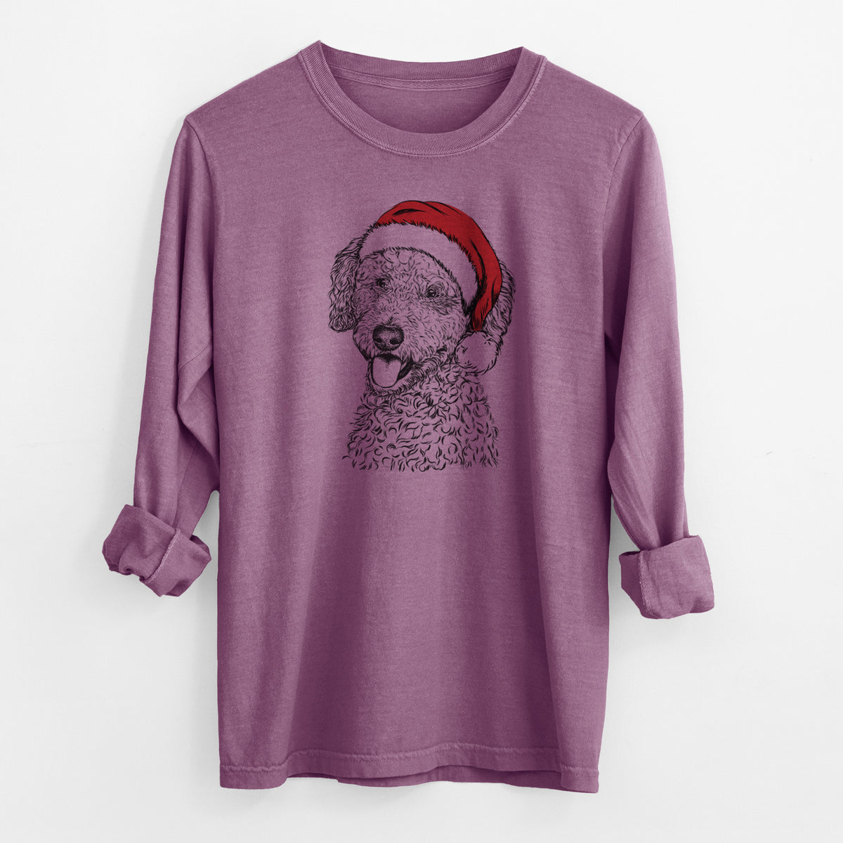 Santa Marlow the Goldendoodle - Men's Heavyweight 100% Cotton Long Sleeve