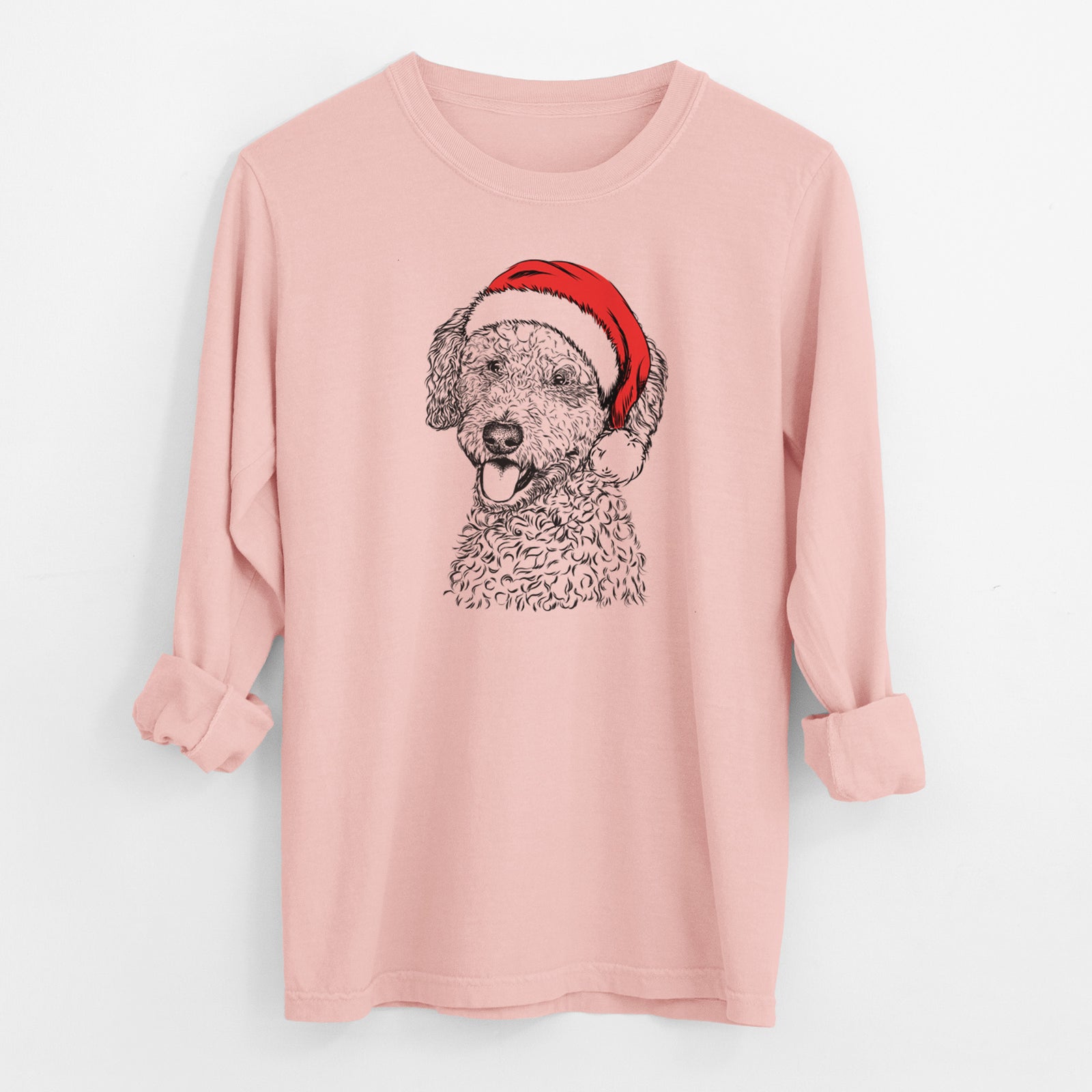 Santa Marlow the Goldendoodle - Men's Heavyweight 100% Cotton Long Sleeve