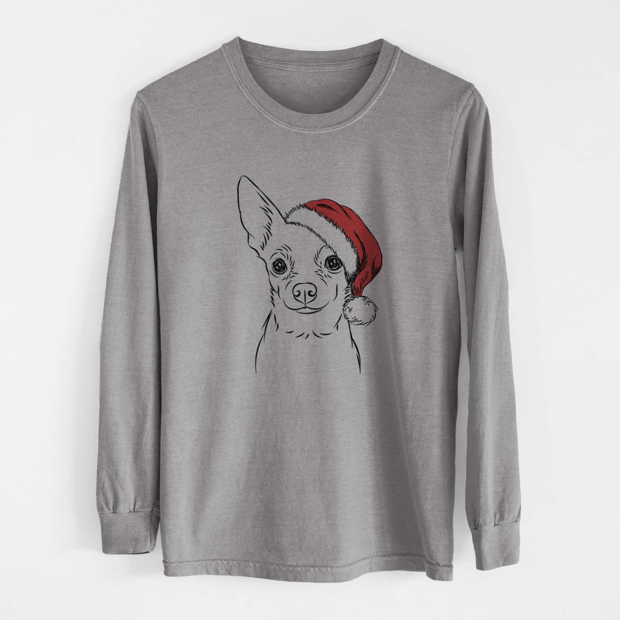 Santa Martini the Chihuahua - Men's Heavyweight 100% Cotton Long Sleeve
