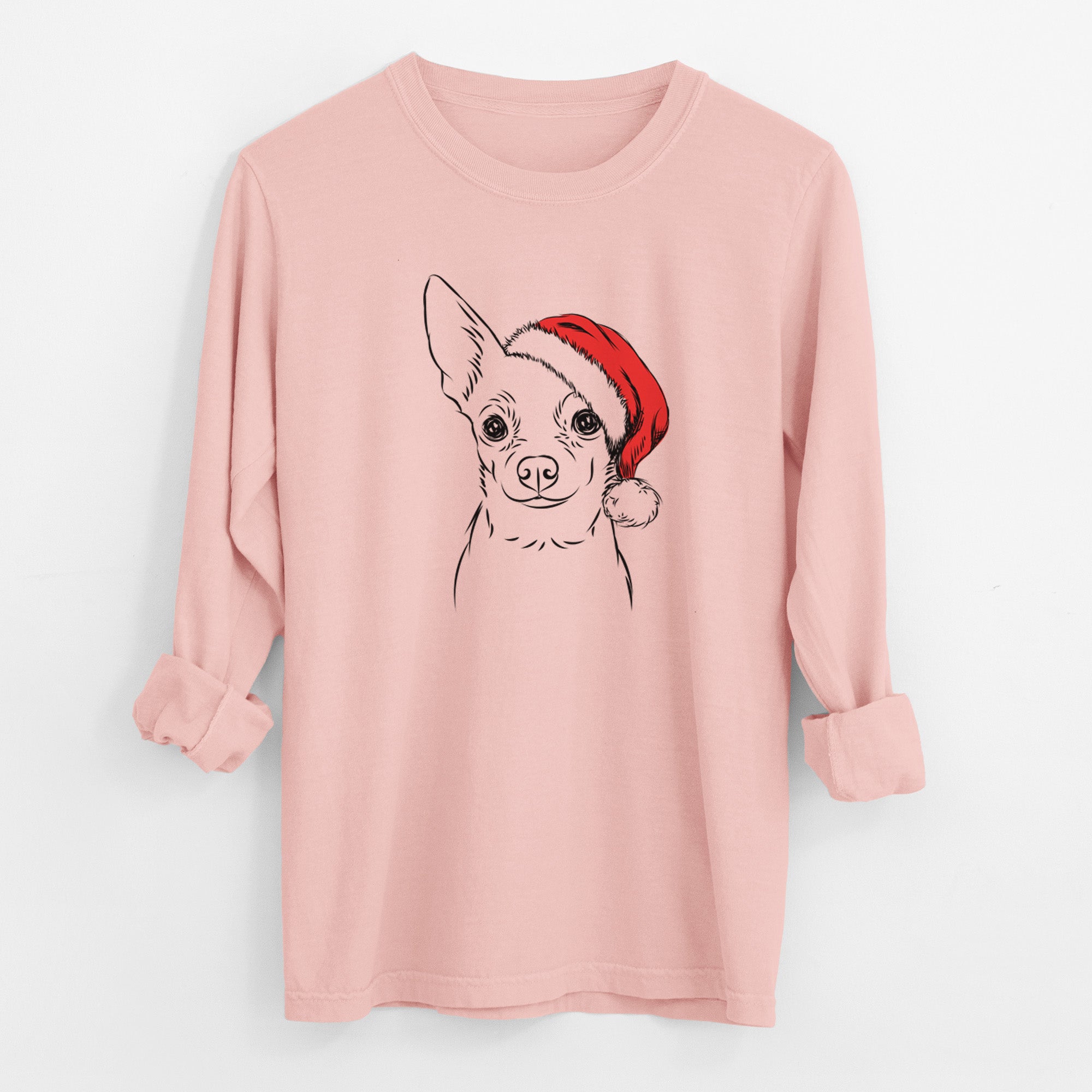 Santa Martini the Chihuahua - Men's Heavyweight 100% Cotton Long Sleeve